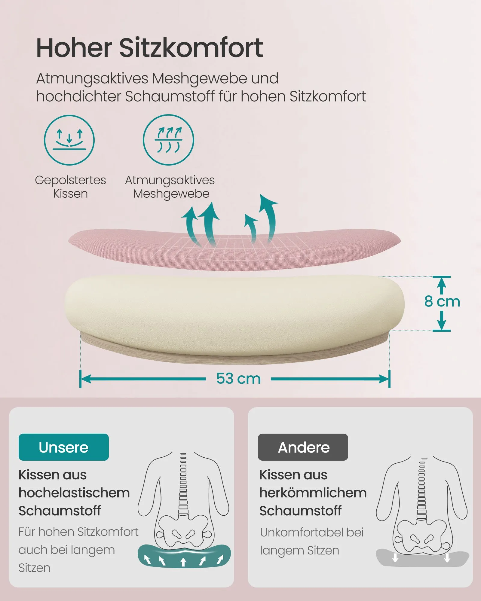 Ergonomiška biuro kėdė su galvos atrama, pastelinės rožinės spalvos Ergonomiška biuro kėdė su galvos atrama, pastelinės rožinės spalvos Biuras