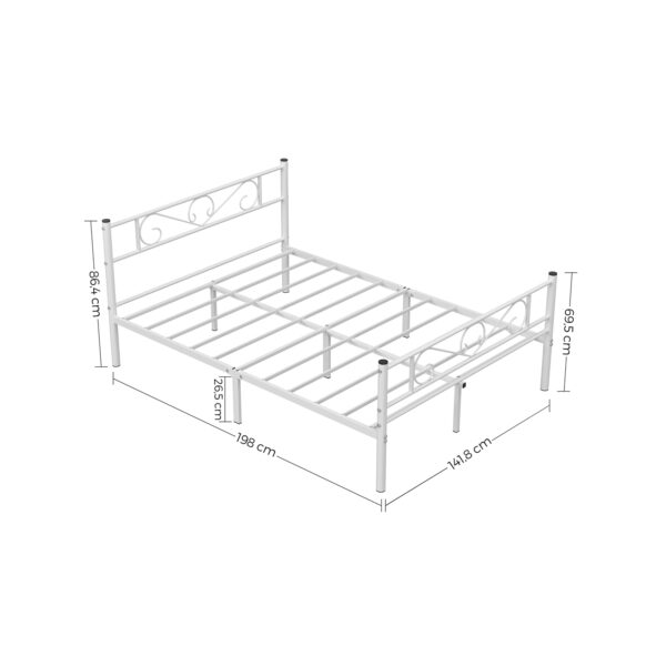 Dvigulės lovos rėmas, metalinis, tinkantis 140x190cm čiužiniui, baltas 7