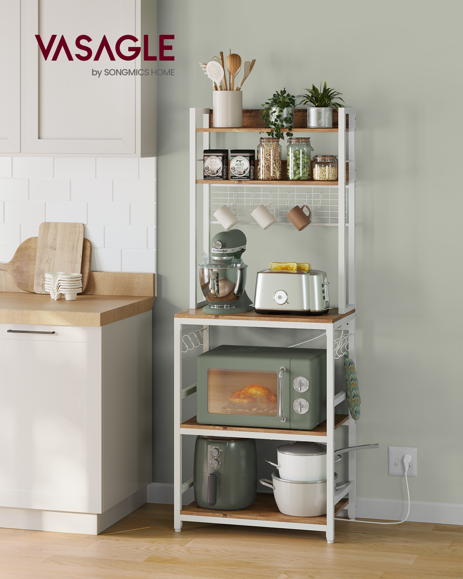 Laisvai stovinti lentyna riešuto spalvos, ruda-balta, 60 cm pločio 2 Laisvai stovinti lentyna riešuto spalvos, ruda-balta, 60 cm pločio 2