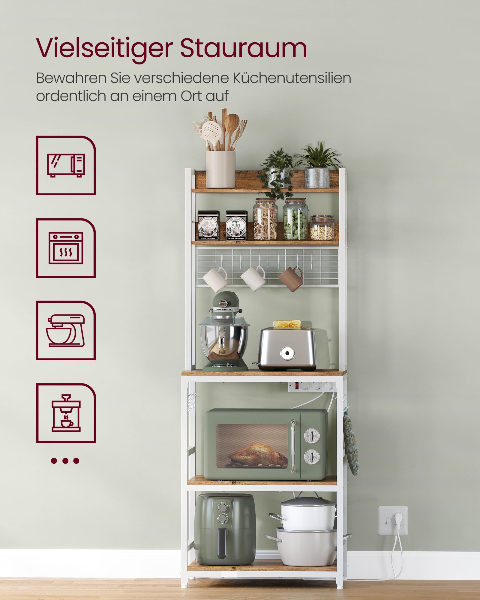 Laisvai stovinti lentyna riešuto spalvos, ruda-balta, 60 cm pločio 3 Laisvai stovinti lentyna riešuto spalvos, ruda-balta, 60 cm pločio 3