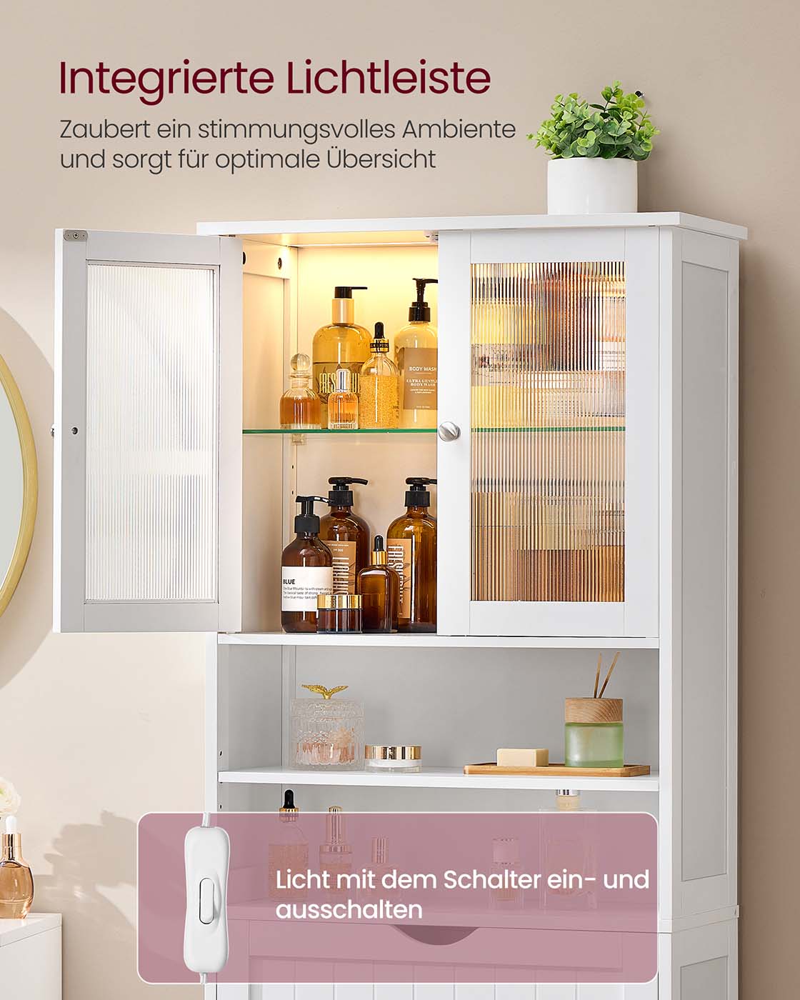 Vonios spintelė su lentynomis, stalčiumi ir atvirais skyriais, balta 3 Vonios spintelė su lentynomis, stalčiumi ir atvirais skyriais, balta 3