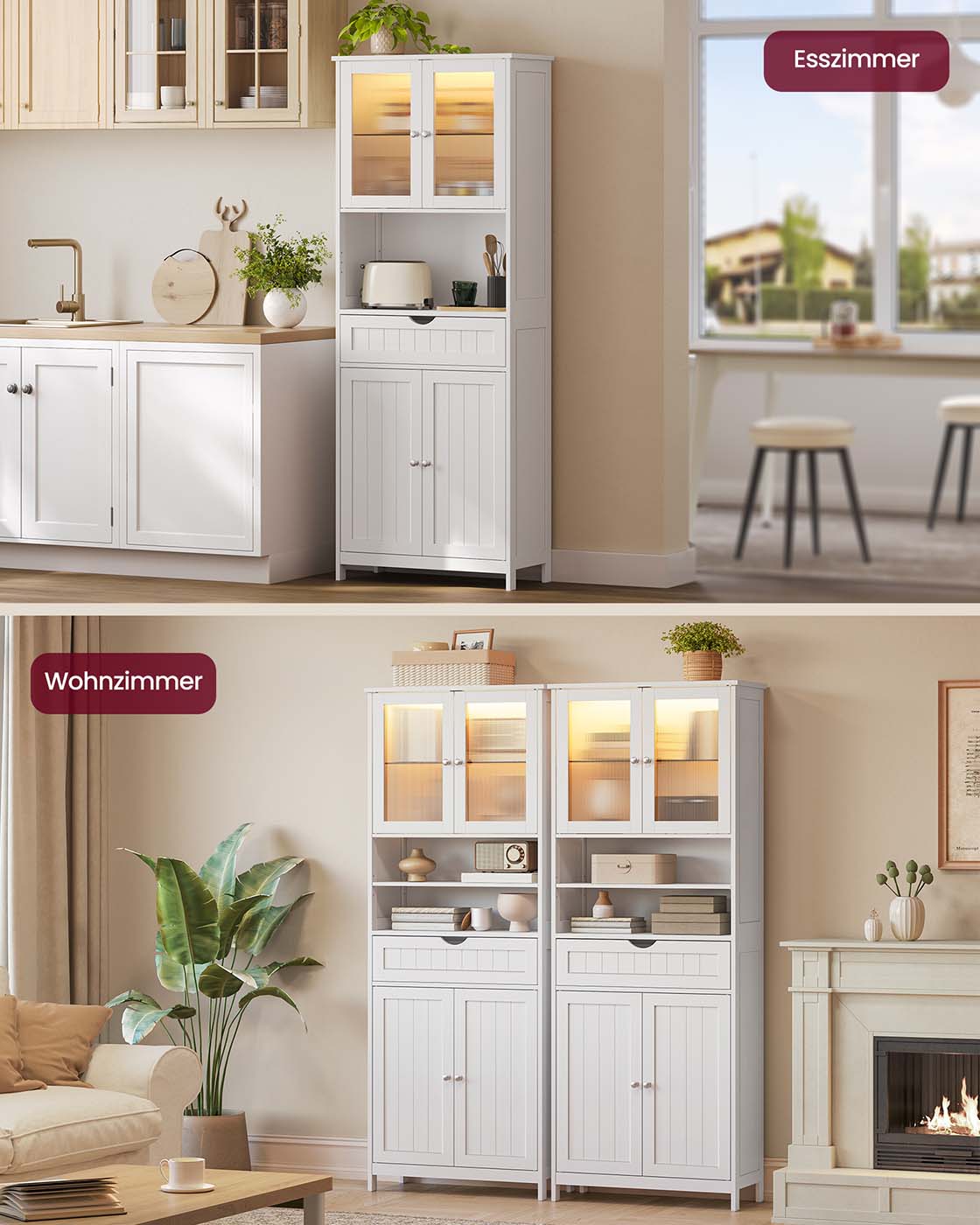 Vonios spintelė su lentynomis, stalčiumi ir atvirais skyriais, balta 5 Vonios spintelė su lentynomis, stalčiumi ir atvirais skyriais, balta 5