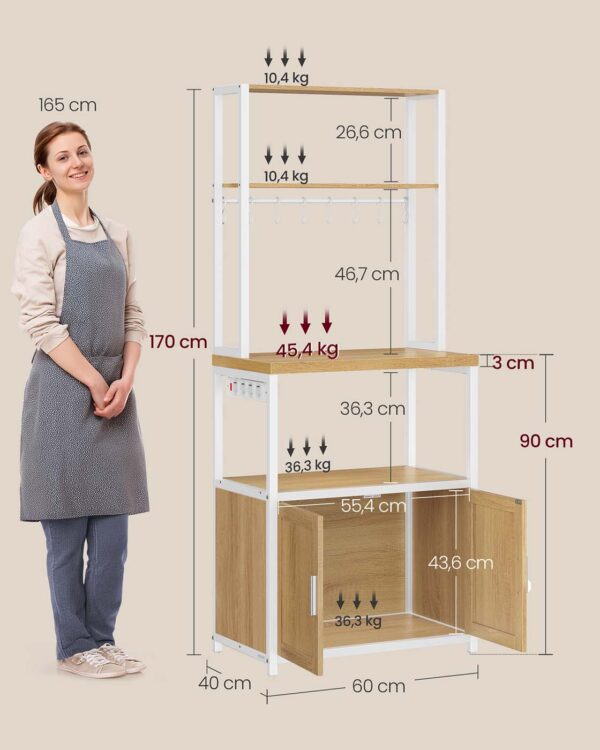 Virtuvės lentyna šviesios medienos spalvos su durelėmis, 60 cm pločio 7