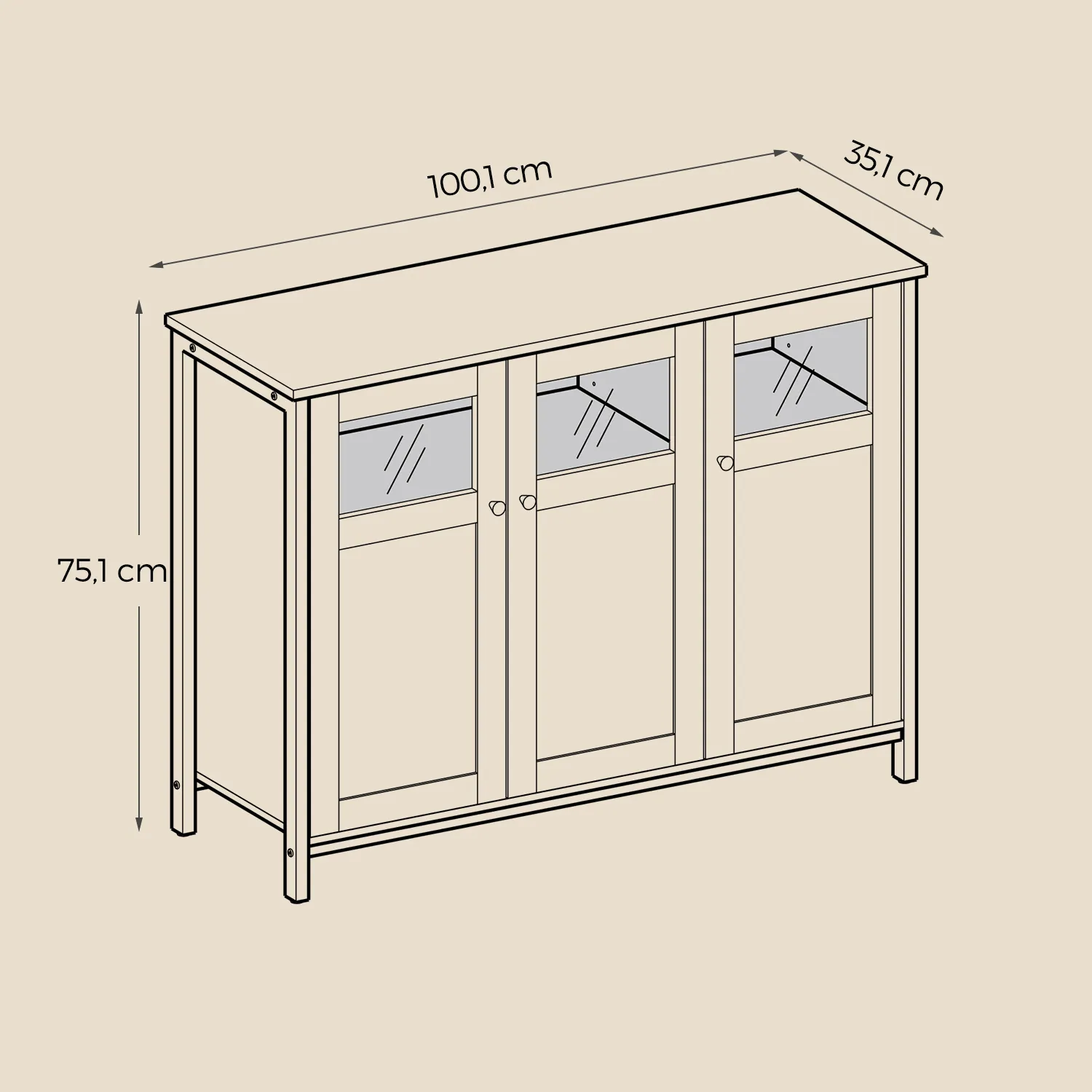 Komoda su stiklinėmis durelėmis, tamsiai ruda ir juoda, 100 cm pločio Komoda su stiklinėmis durelėmis, tamsiai ruda ir juoda, 100 cm pločio Akcija