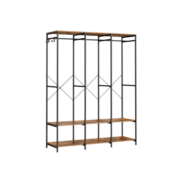 Atvira spinta drabužių kabykla, vintažinės rudos spalvos, 141 cm pločio