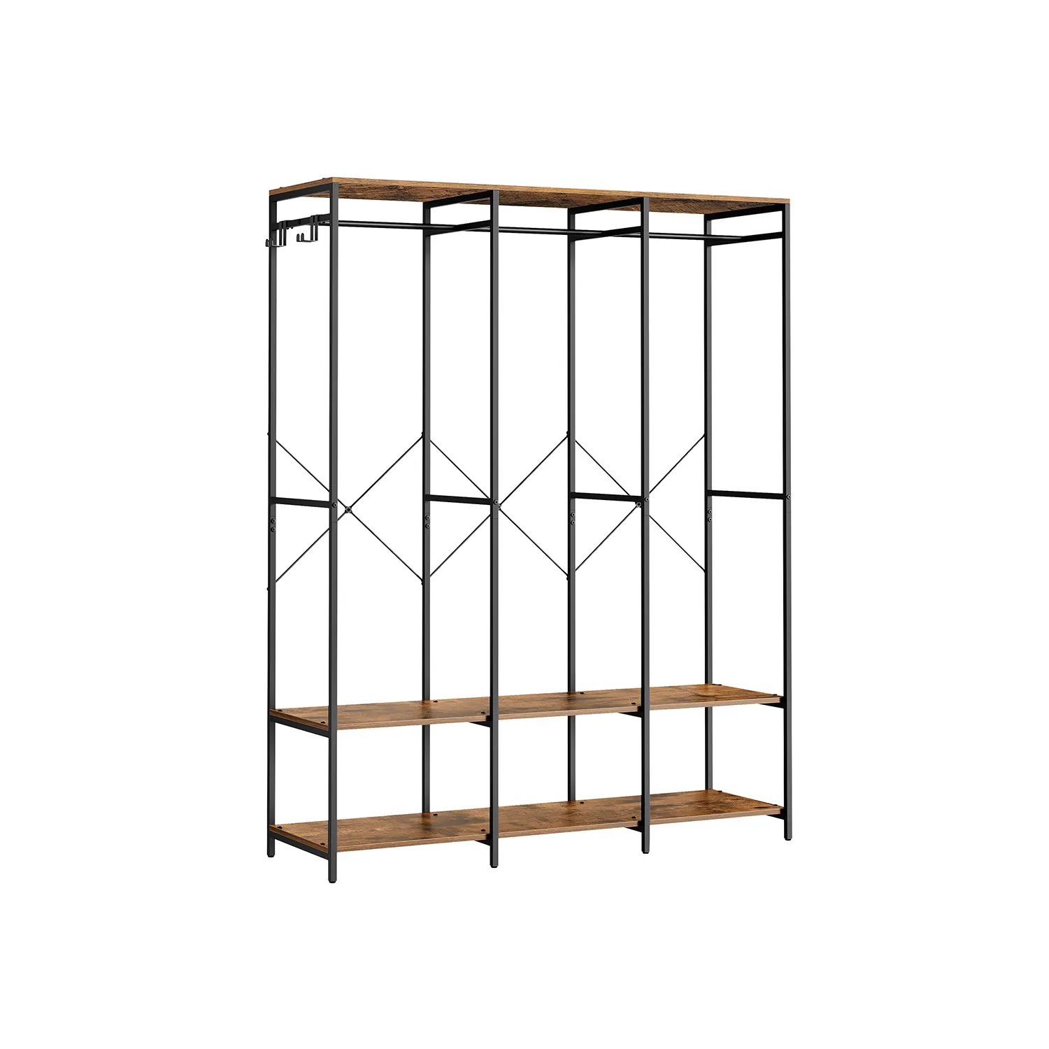 Atvira spinta drabužių kabykla, vintažinės rudos spalvos, 141 cm pločio Atvira spinta drabužių kabykla, vintažinės rudos spalvos, 141 cm pločio Akcija