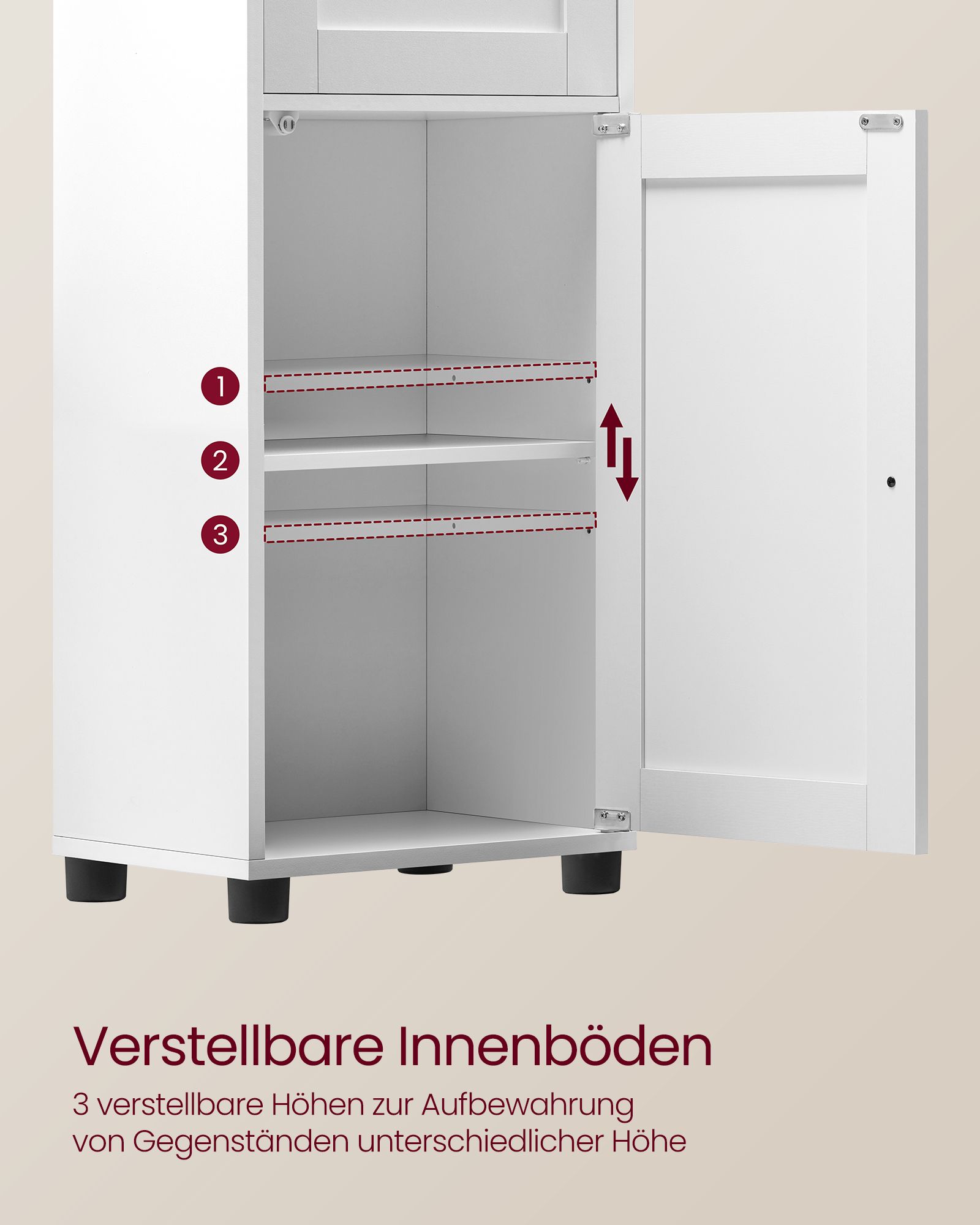 Vonios spintelė siaura su durelėmis, balta 165cm aukščio 4 Vonios spintelė siaura su durelėmis, balta 165cm aukščio 4