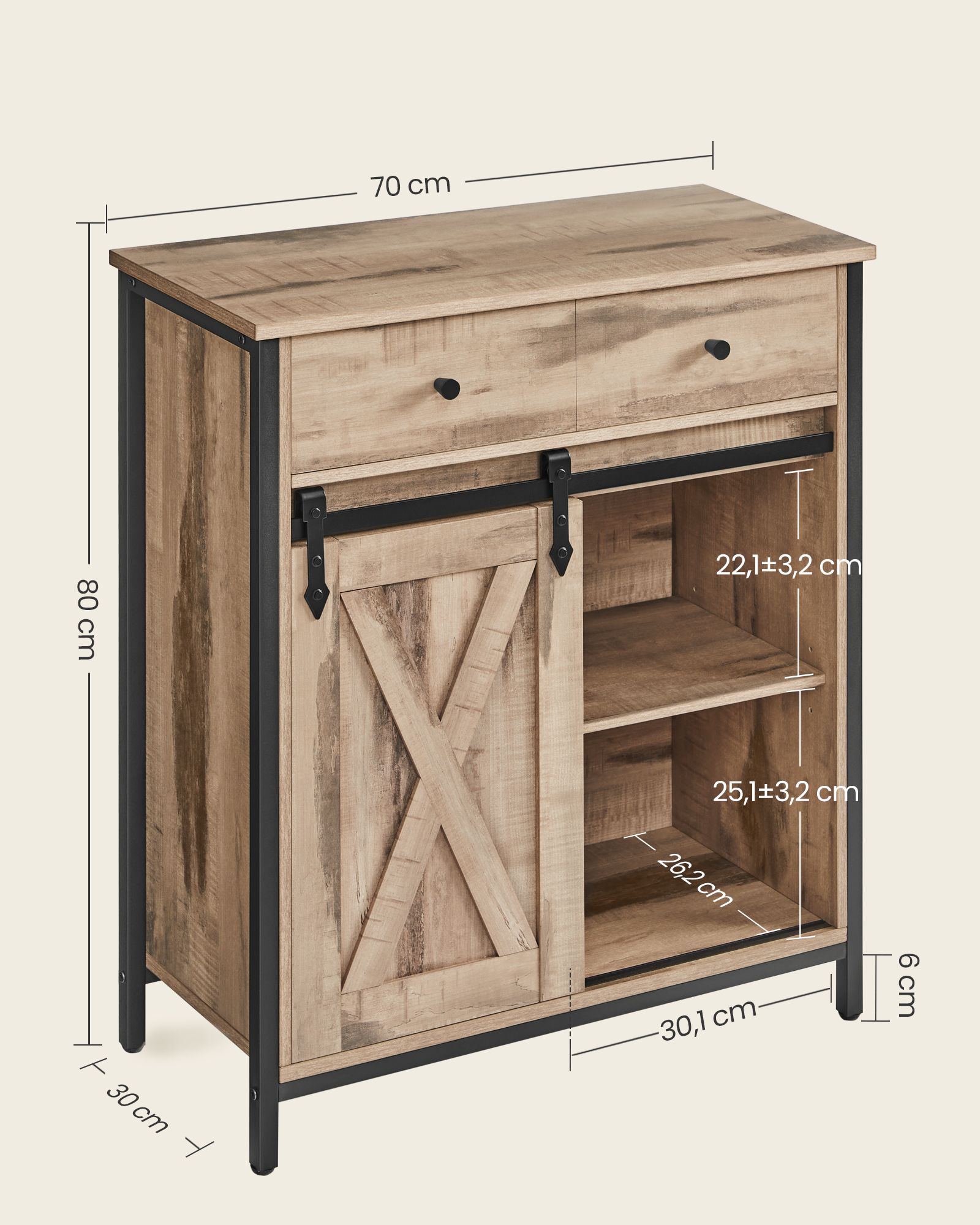 Virtuvės spintelė su stumdomomis durelėmis 70 cm kaimiško stiliaus Virtuvės spintelė su stumdomomis durelėmis 70 cm kaimiško stiliaus Akcija