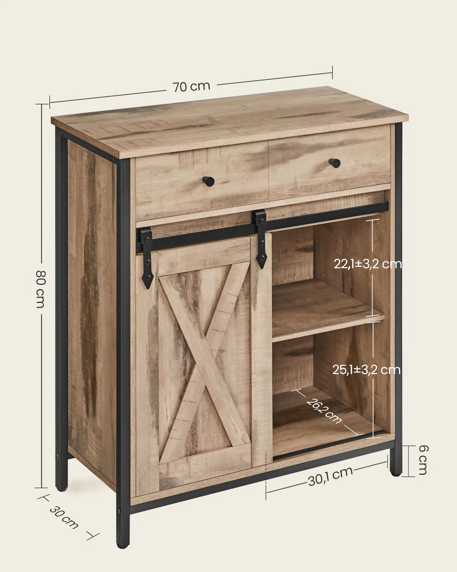 Virtuvės spintelė su stumdomomis durelėmis 70 cm kaimiško stiliaus Virtuvės spintelė su stumdomomis durelėmis 70 cm kaimiško stiliaus Akcija