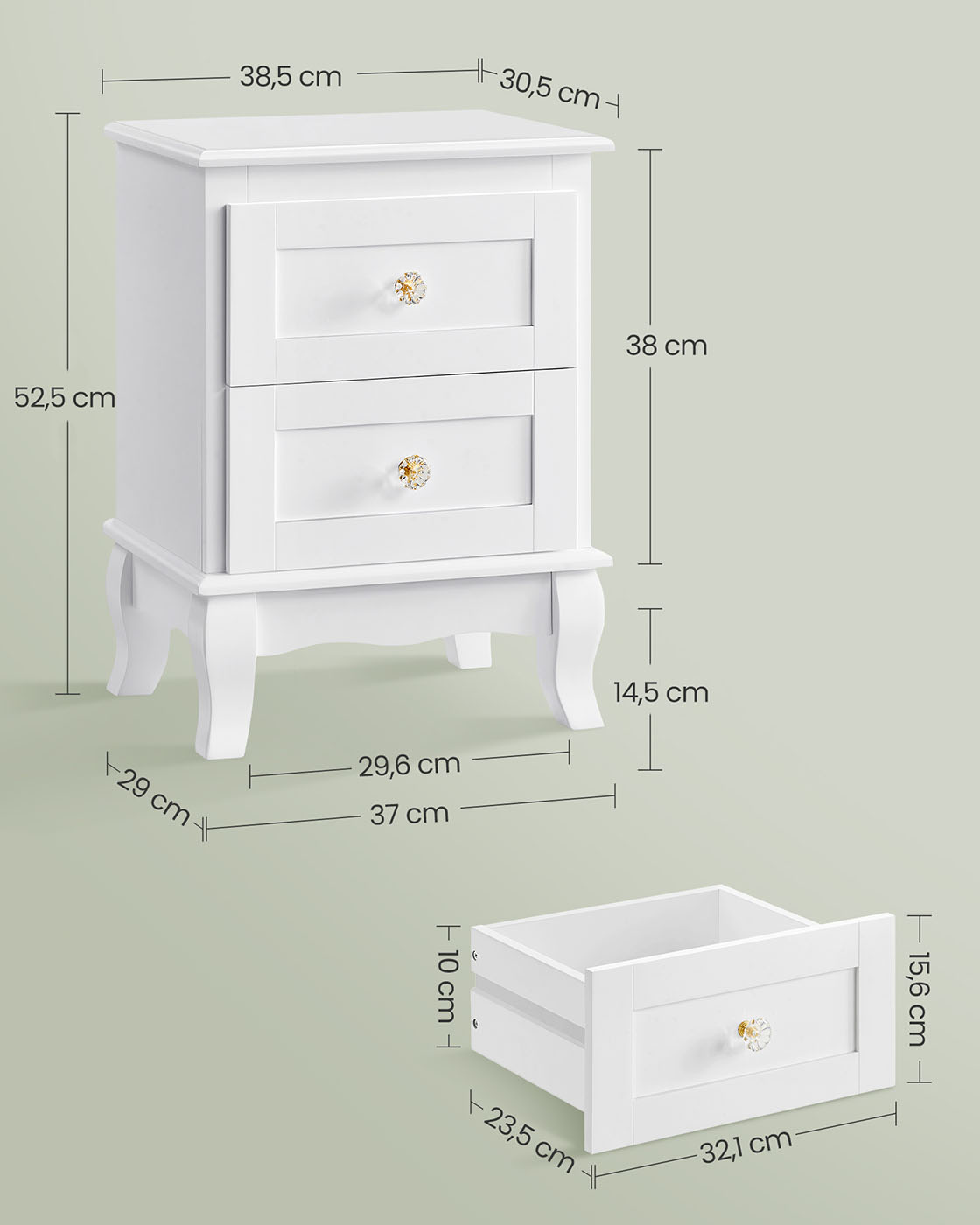 Romantiški balti naktiniai staliukai, 2 vnt. komplektas, baroko stiliaus 6 Romantiški balti naktiniai staliukai, 2 vnt. komplektas, baroko stiliaus 6