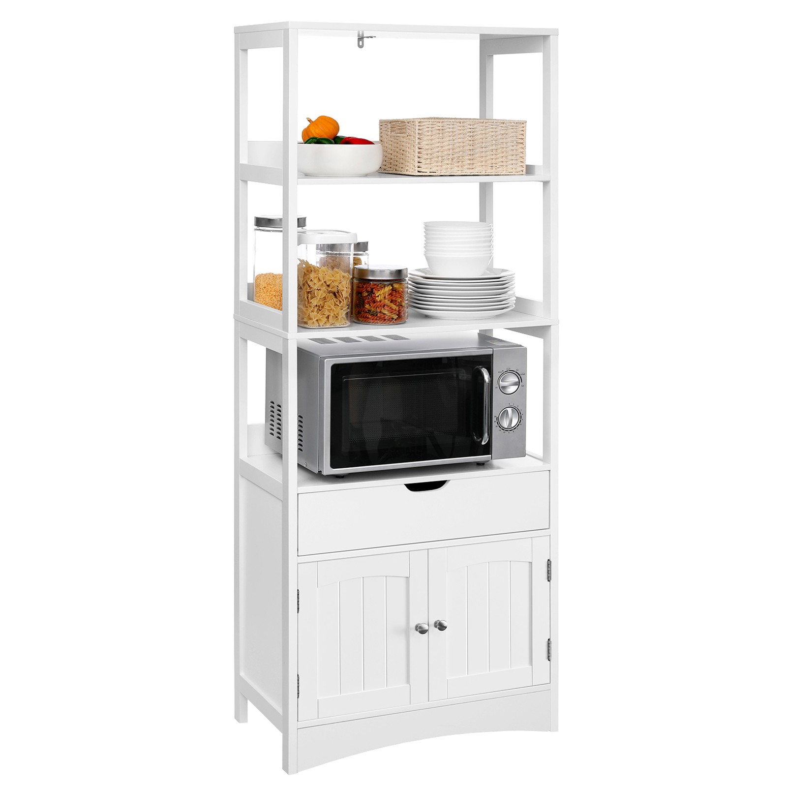 Pastatoma vonios spintelė su lentynomis ir durelėmis, balta, 60 x 154 cm 2 Pastatoma vonios spintelė su lentynomis ir durelėmis, balta, 60 x 154 cm 2