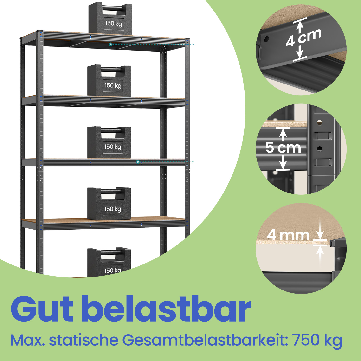 Metalinė sandėliavimo lentyna 5 lygių iki 750 kg pilka Metalinė sandėliavimo lentyna 5 lygių iki 750 kg pilka Akcija