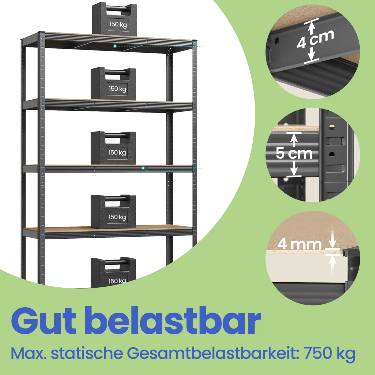 Metalinė sandėliavimo lentyna 5 lygių iki 750 kg pilka Metalinė sandėliavimo lentyna 5 lygių iki 750 kg pilka Akcija