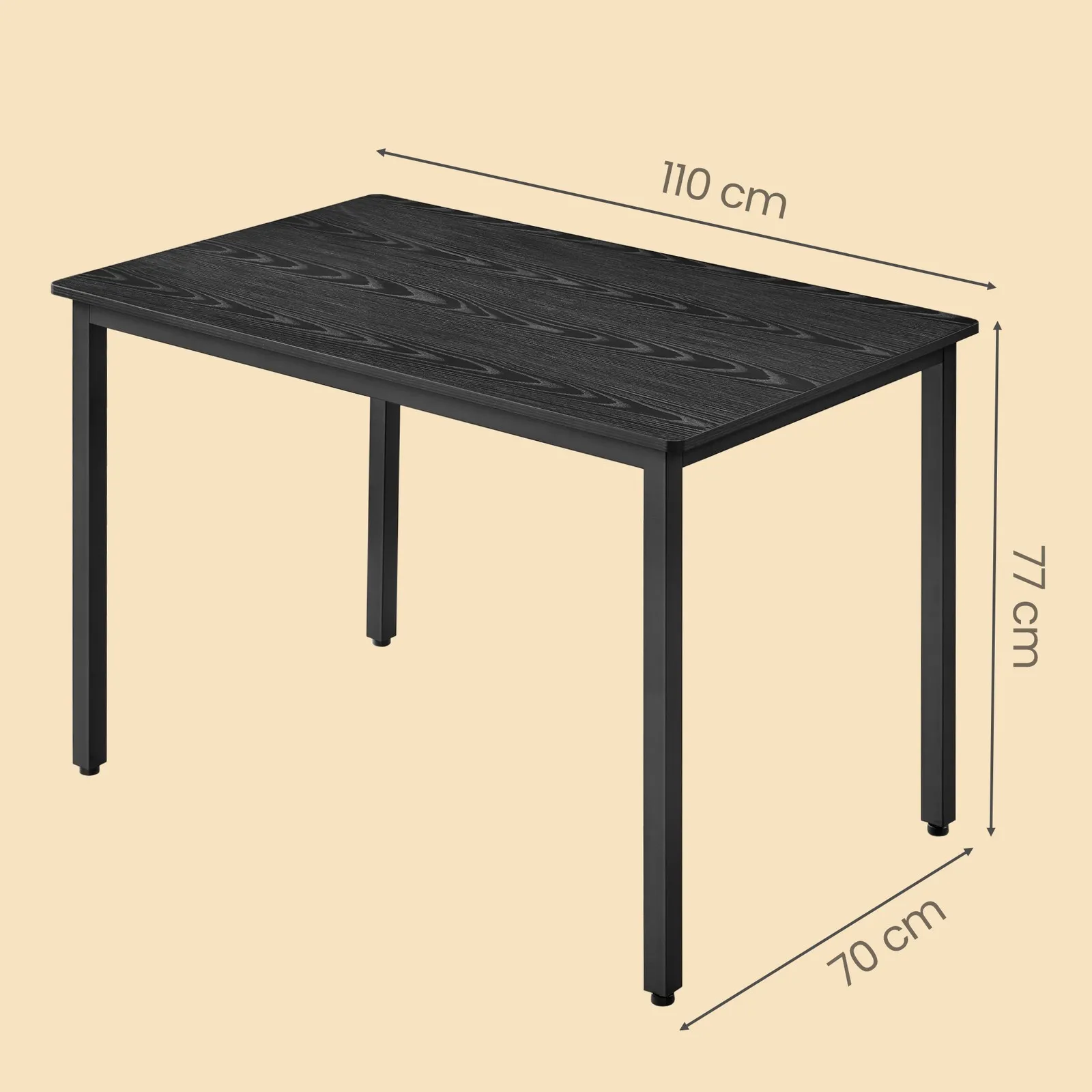 Virtuvės stalas 4 asmenims, juodas, 80 × 80 × 75 cm Virtuvės stalas 4 asmenims, juodas, 80 × 80 × 75 cm Stalai