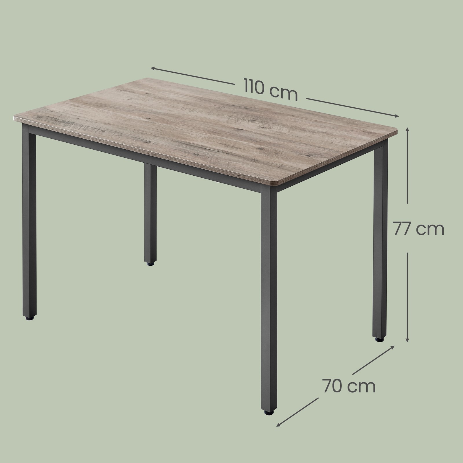 Virtuvinis stalas su juodu plieno rėmu ir šviesiu stalviršiu, 70 × 110 cm 3 Virtuvinis stalas su juodu plieno rėmu ir šviesiu stalviršiu, 70 × 110 cm 3