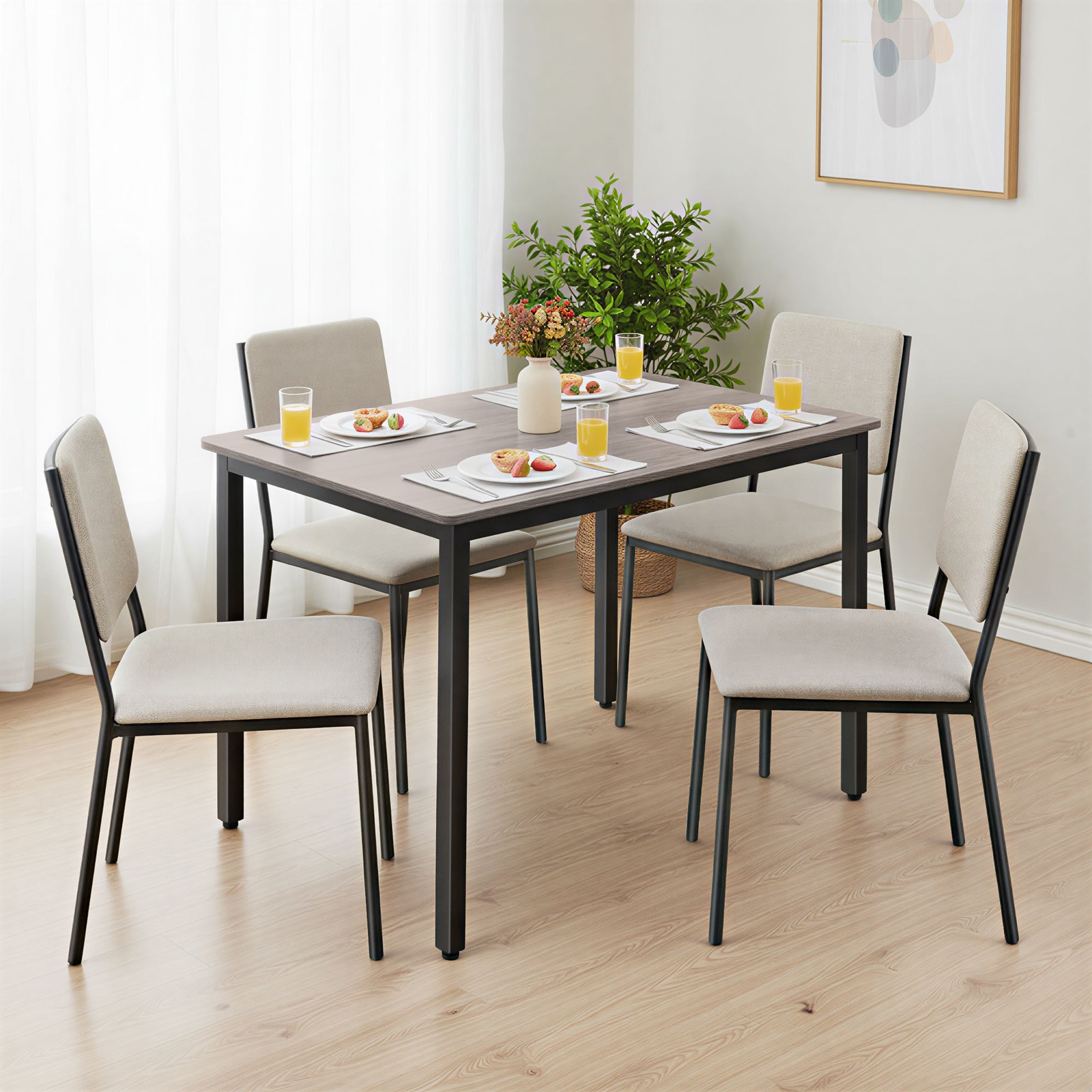 Virtuvinis stalas su juodu plieno rėmu ir šviesiu stalviršiu, 70 × 110 cm 4 Virtuvinis stalas su juodu plieno rėmu ir šviesiu stalviršiu, 70 × 110 cm 4