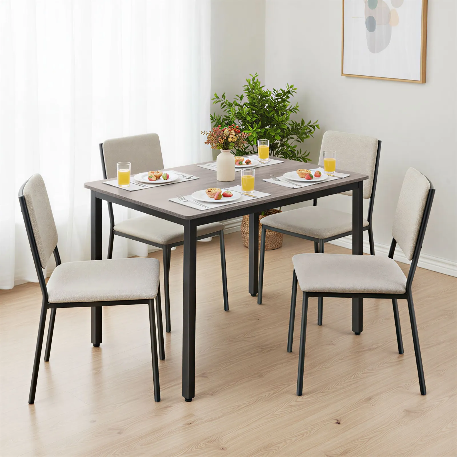Virtuvinis stalas su juodu plieno rėmu ir šviesiu stalviršiu, 70 × 110 cm Virtuvinis stalas su juodu plieno rėmu ir šviesiu stalviršiu, 70 × 110 cm Stalai
