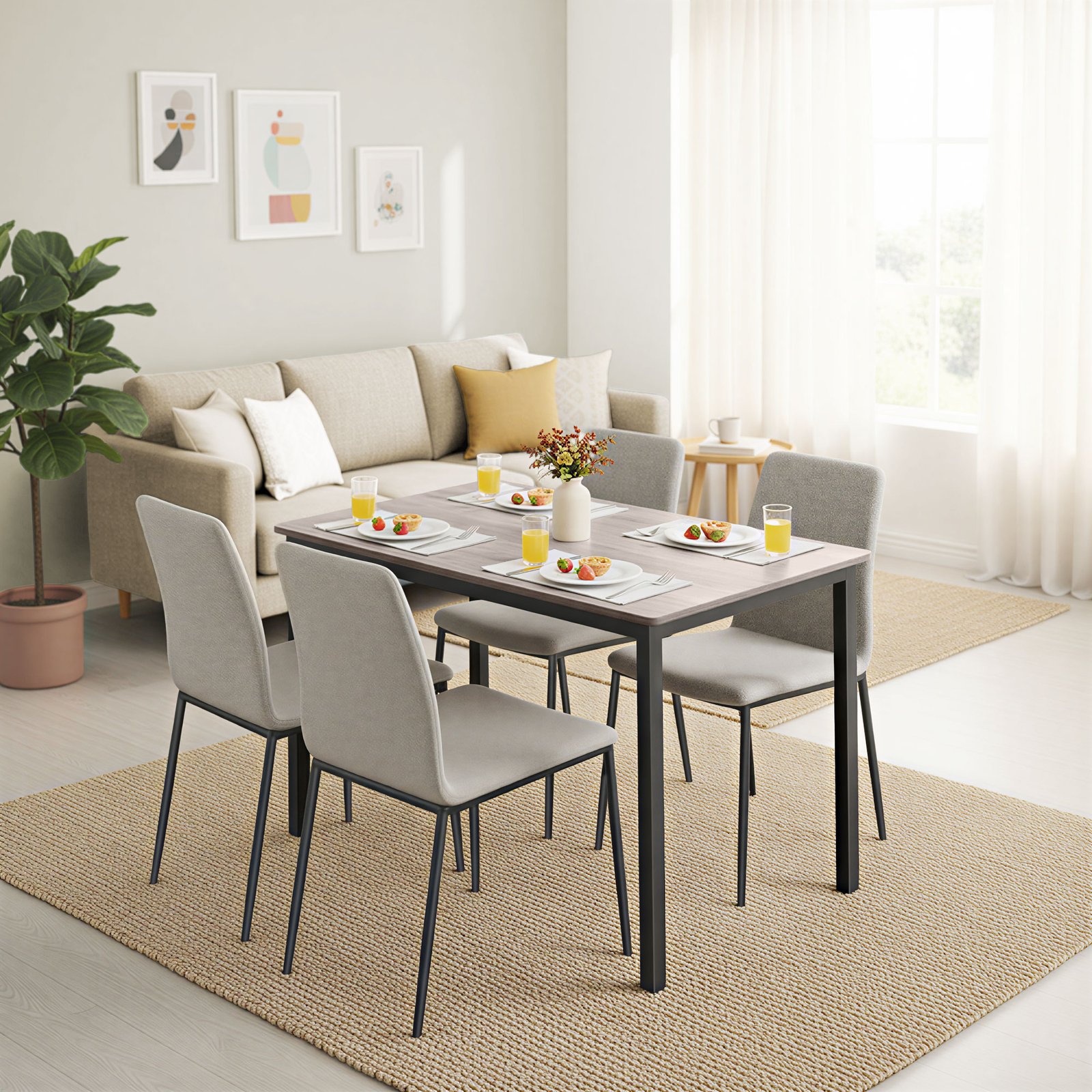 Virtuvinis stalas su juodu plieno rėmu ir šviesiu stalviršiu, 70 × 110 cm 5 Virtuvinis stalas su juodu plieno rėmu ir šviesiu stalviršiu, 70 × 110 cm 5