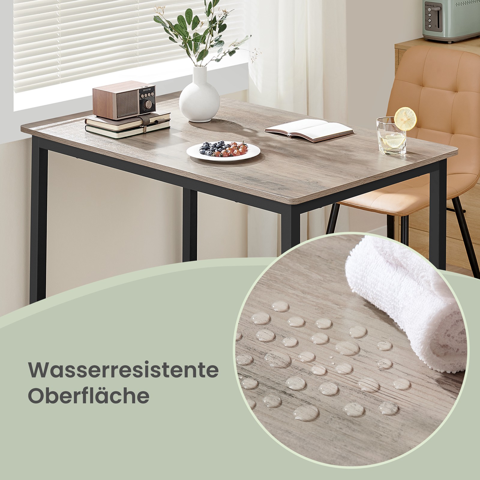 Virtuvinis stalas su juodu plieno rėmu ir šviesiu stalviršiu, 70 × 110 cm 6 Virtuvinis stalas su juodu plieno rėmu ir šviesiu stalviršiu, 70 × 110 cm 6