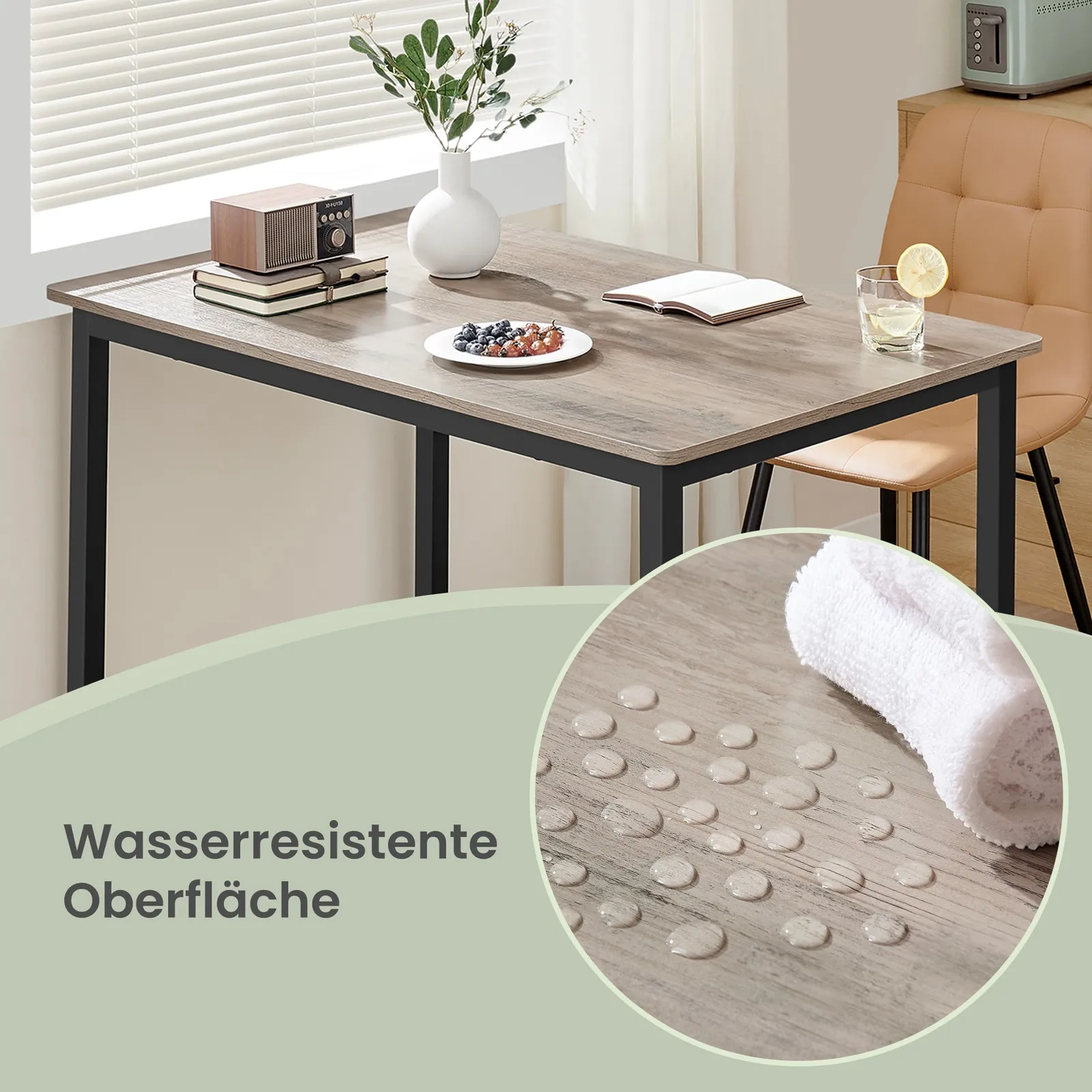 Virtuvinis stalas su juodu plieno rėmu ir šviesiu stalviršiu, 70 × 110 cm Virtuvinis stalas su juodu plieno rėmu ir šviesiu stalviršiu, 70 × 110 cm Stalai