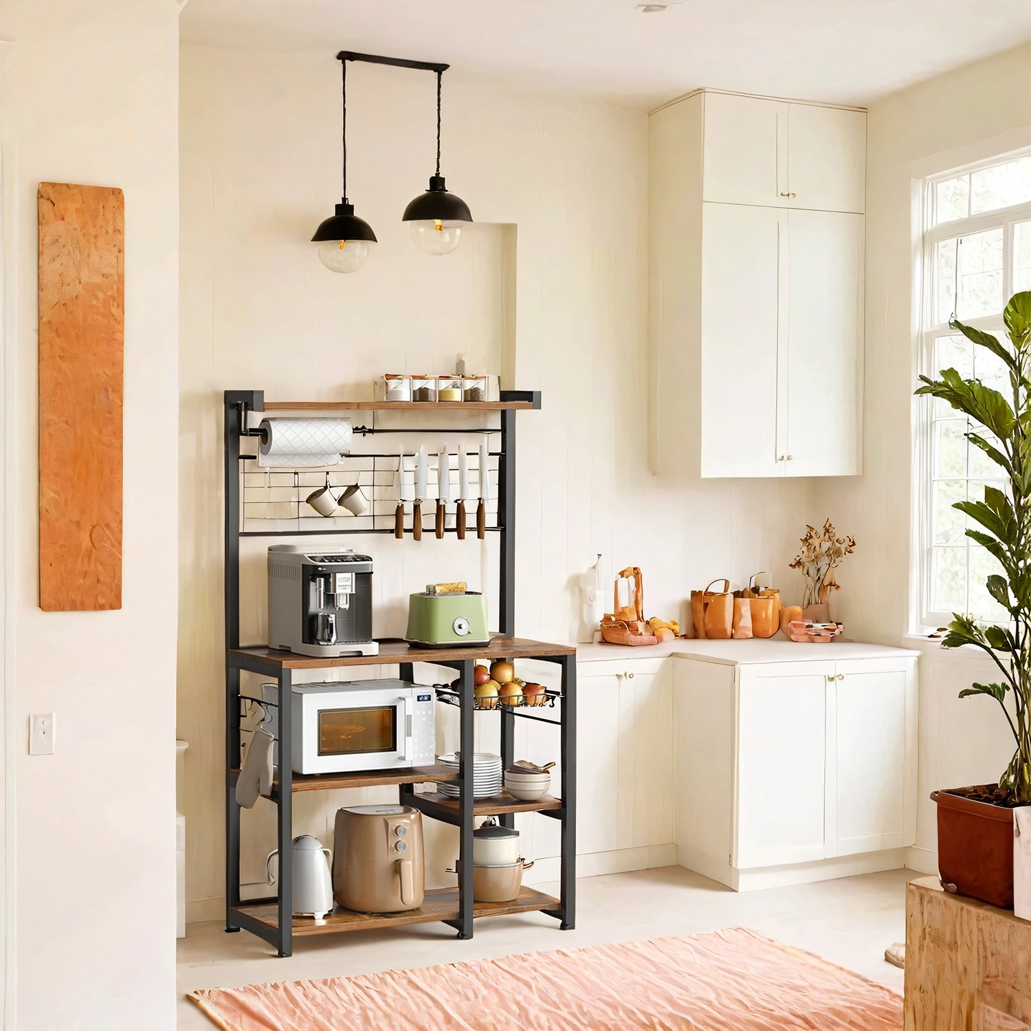 Pastatoma virtuvės lentyna su stalviršiu, industrinė ruda Pastatoma virtuvės lentyna su stalviršiu, industrinė ruda