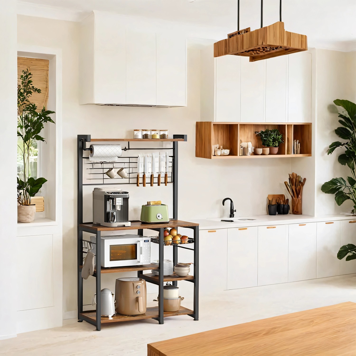 Pastatoma virtuvės lentyna su stalviršiu, industrinė ruda 2 Pastatoma virtuvės lentyna su stalviršiu, industrinė ruda 2