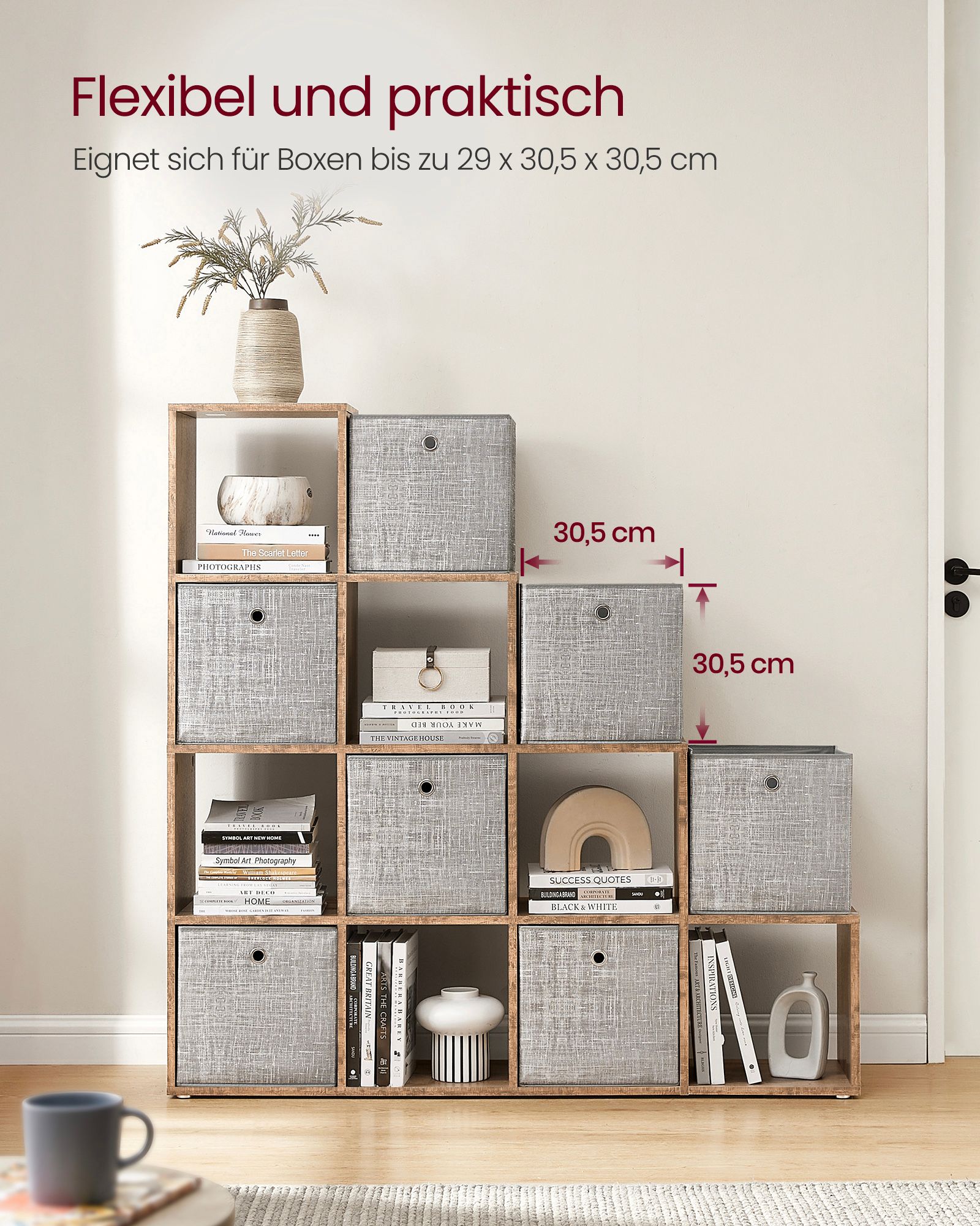 Laiptuota pastatoma knygų lentyna su 10 skyrių, rudos spalvos 3 Laiptuota pastatoma knygų lentyna su 10 skyrių, rudos spalvos 3