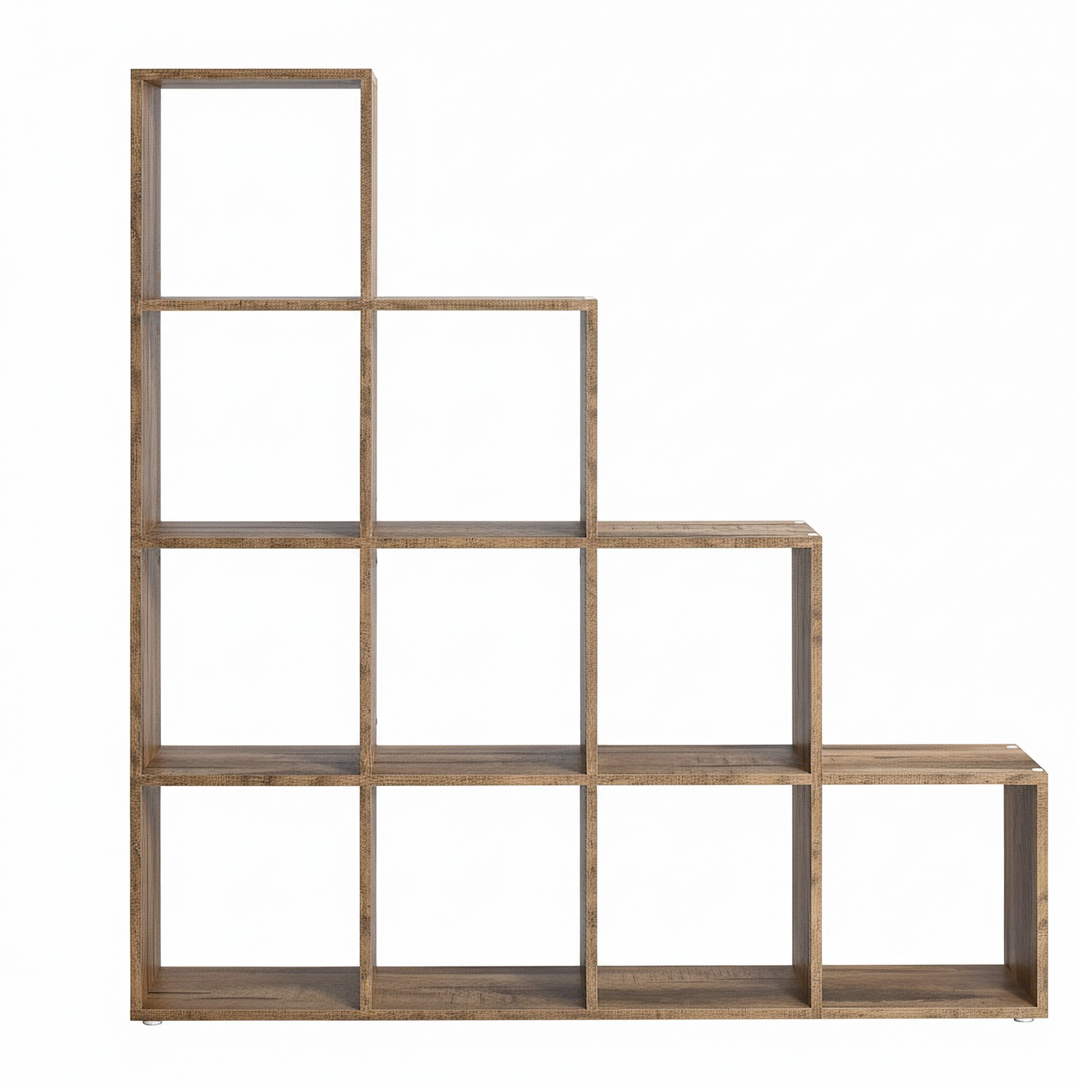 Laiptuota knygų lentyna su atvirais skyriais, rustic ruda Laiptuota knygų lentyna su atvirais skyriais, rustic ruda