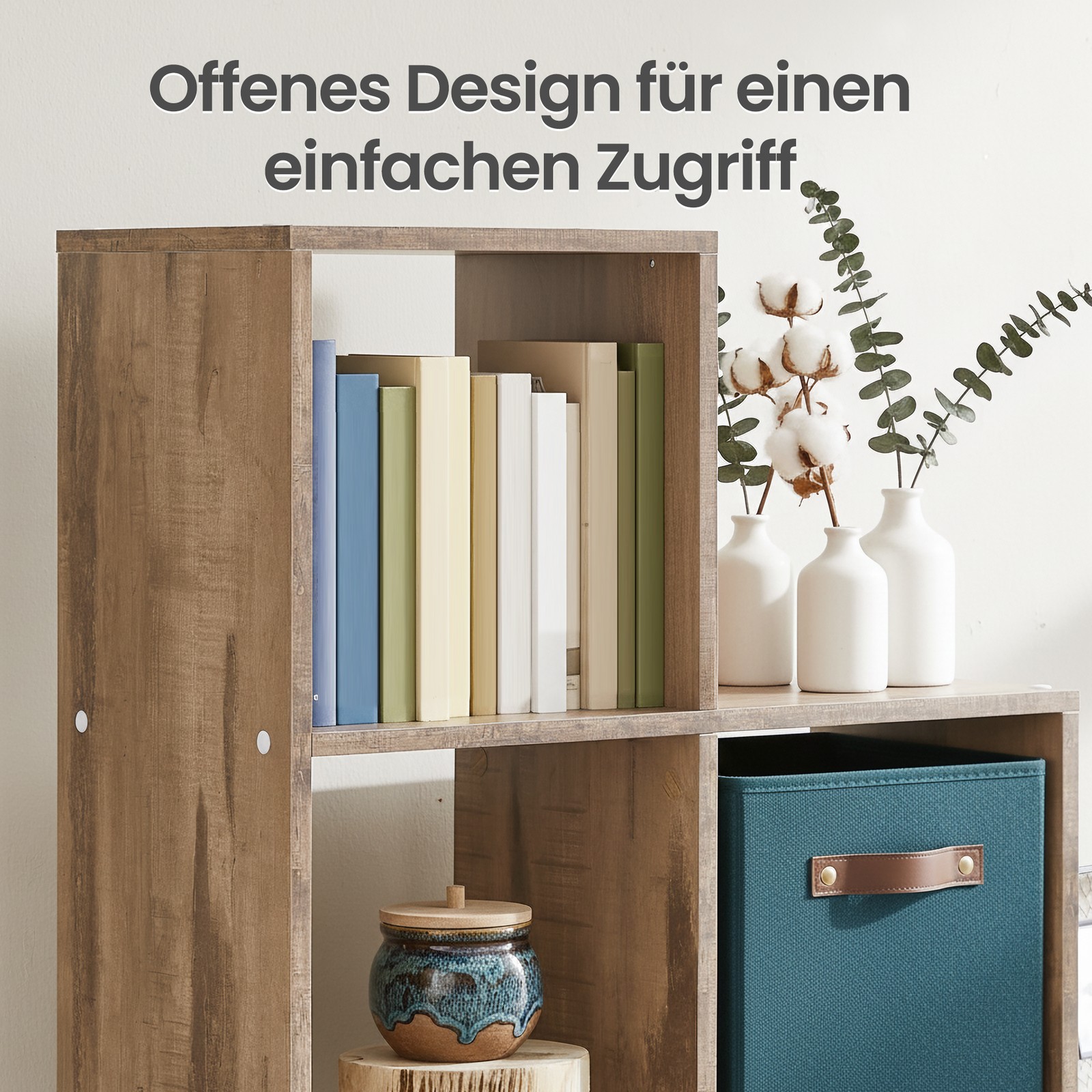 Laiptuota knygų lentyna su atvirais skyriais, rustic ruda 5 Laiptuota knygų lentyna su atvirais skyriais, rustic ruda 5