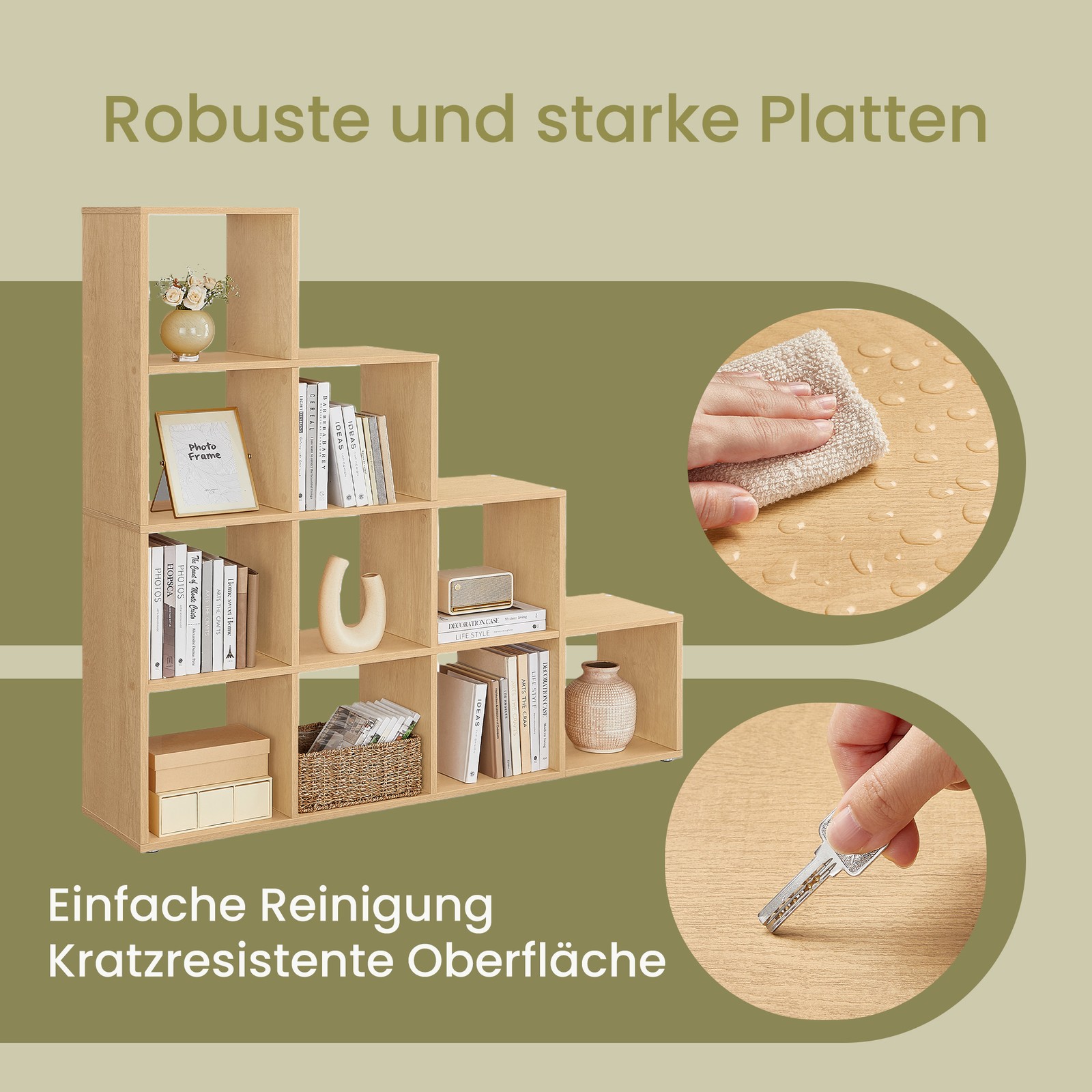 Laiptuota knygų lentyna su atvirais skyriais, šviesiai ruda 6 Laiptuota knygų lentyna su atvirais skyriais, šviesiai ruda 6