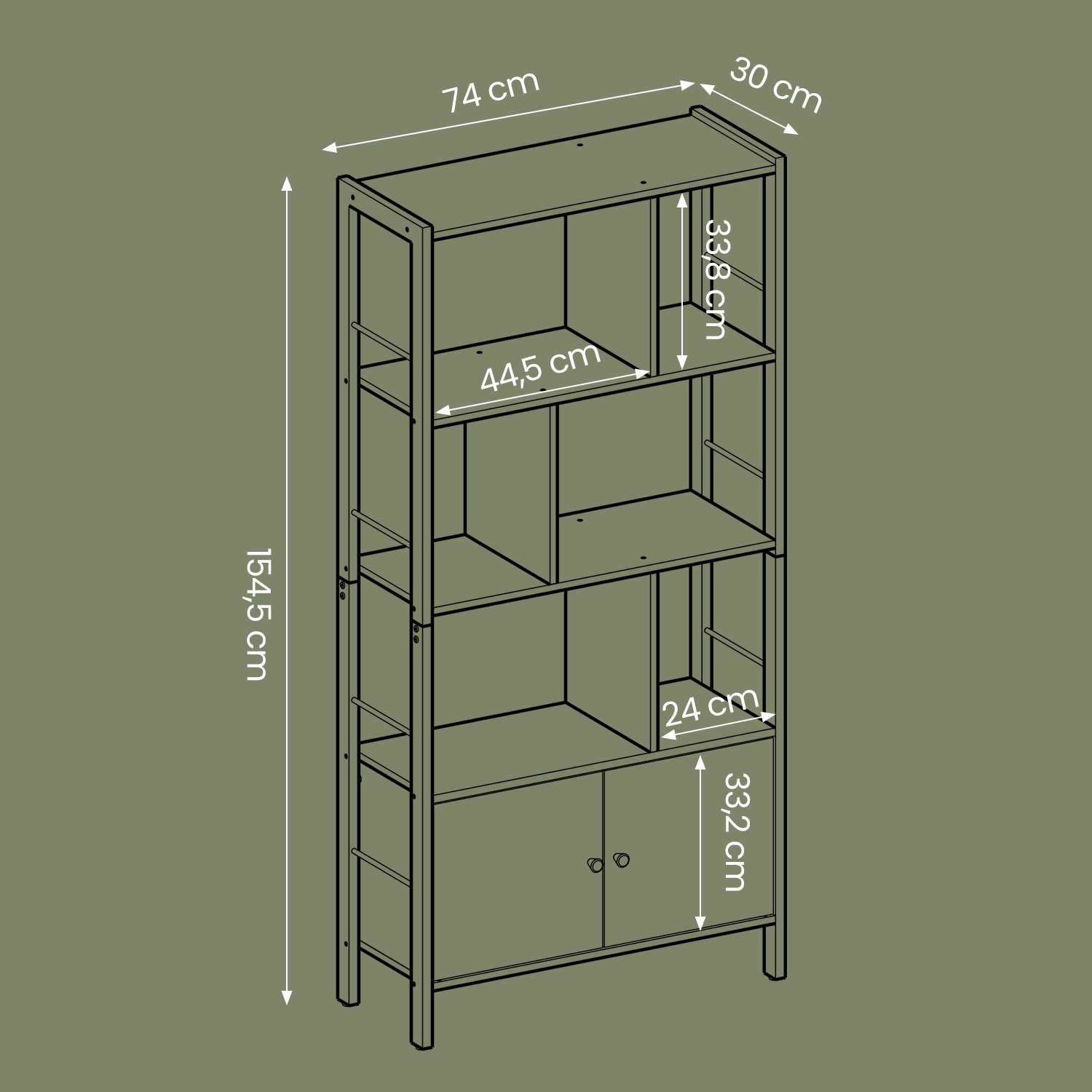 Moderni knygų spintelė su 4 atviromis lentynomis ir 2 durelėmis, balta 6 Moderni knygų spintelė su 4 atviromis lentynomis ir 2 durelėmis, balta 6