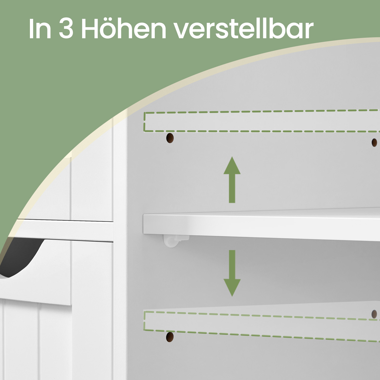 Klasikinė balta vonios spintelė su 4 stalčiais ir durelėmis 4 Klasikinė balta vonios spintelė su 4 stalčiais ir durelėmis 4