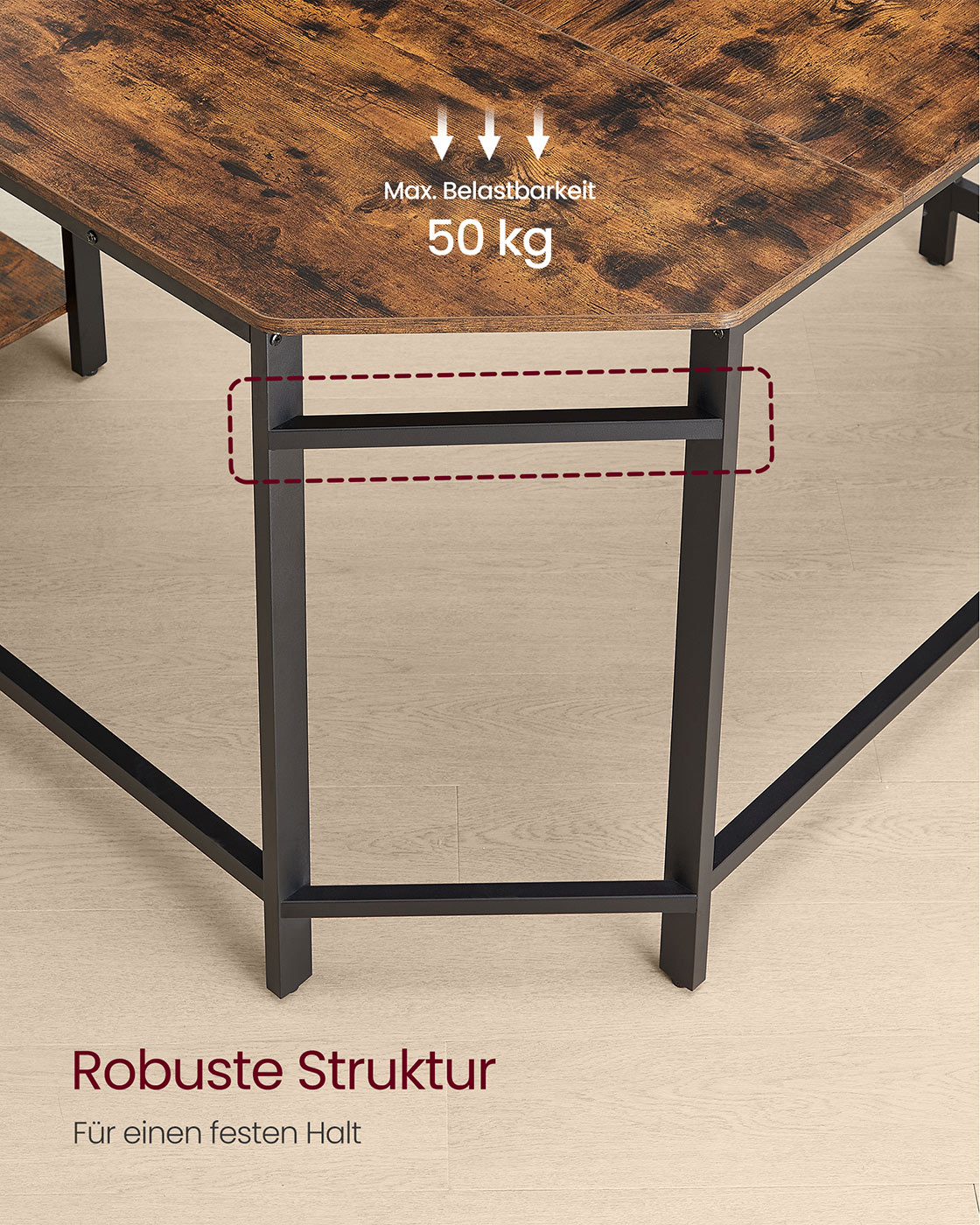 Kampinis rašomasis stalas 120 x 130 x 76 cm su 2 lentynomis, rudos–juodos spalvos 5 Kampinis rašomasis stalas 120 x 130 x 76 cm su 2 lentynomis, rudos–juodos spalvos 5