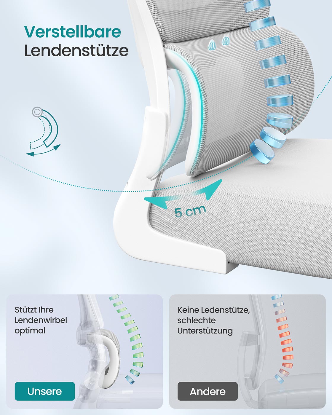 Ergonomiška biuro kėdė su tinkliniu audiniu ir sulankstomais porankiais, šviesiai pilka 3 Ergonomiška biuro kėdė su tinkliniu audiniu ir sulankstomais porankiais, šviesiai pilka 3