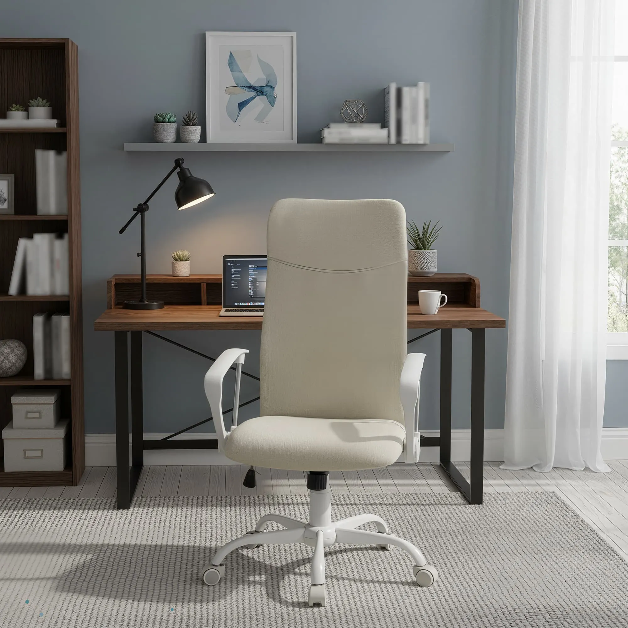 Biuro kėdė, reguliuojama ergonomiška ir pasukama, kreminės spalvos Biuro kėdė, reguliuojama ergonomiška ir pasukama, kreminės spalvos Akcija