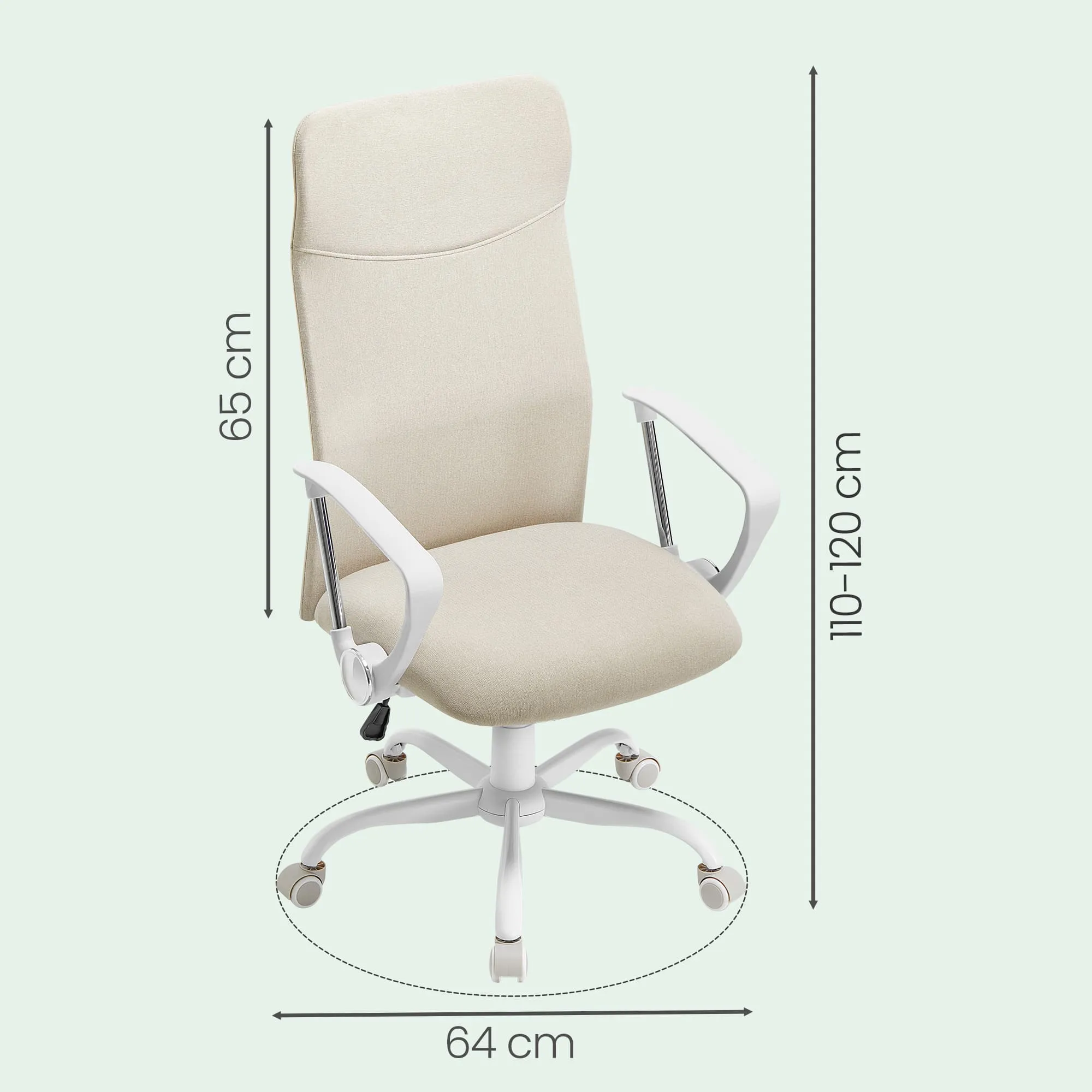 Biuro kėdė, reguliuojama ergonomiška ir pasukama, kreminės spalvos Biuro kėdė, reguliuojama ergonomiška ir pasukama, kreminės spalvos Akcija