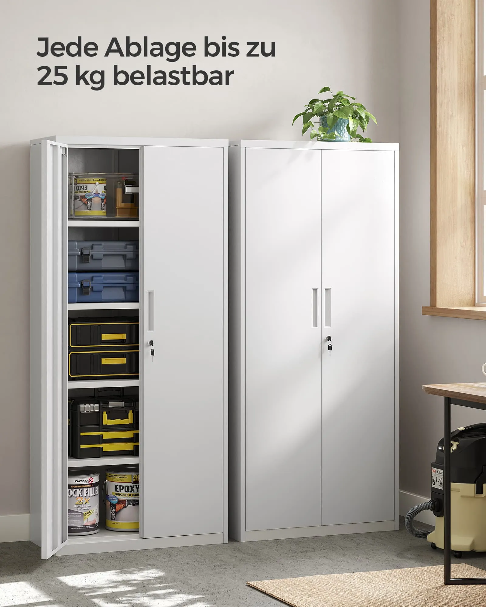 Metalinė spinta su reguliuojamomis lentynomis pilkai balta 180 cm Metalinė spinta su reguliuojamomis lentynomis pilkai balta 180 cm Akcija