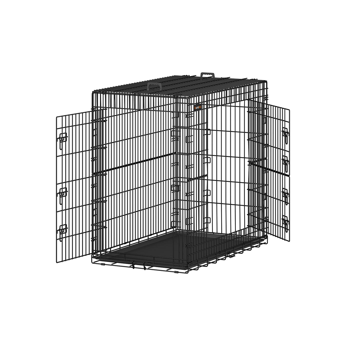 Sulankstomas šunų transportavimo narvas su dviem durelėmis ir plastikiniu padėklu Sulankstomas šunų transportavimo narvas su dviem durelėmis ir plastikiniu padėklu