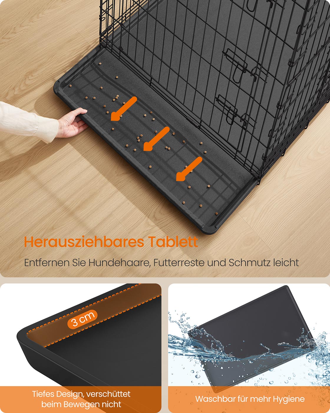 Sulankstomas šunų transportavimo narvas su dviem durelėmis ir plastikiniu padėklu 5 Sulankstomas šunų transportavimo narvas su dviem durelėmis ir plastikiniu padėklu 5