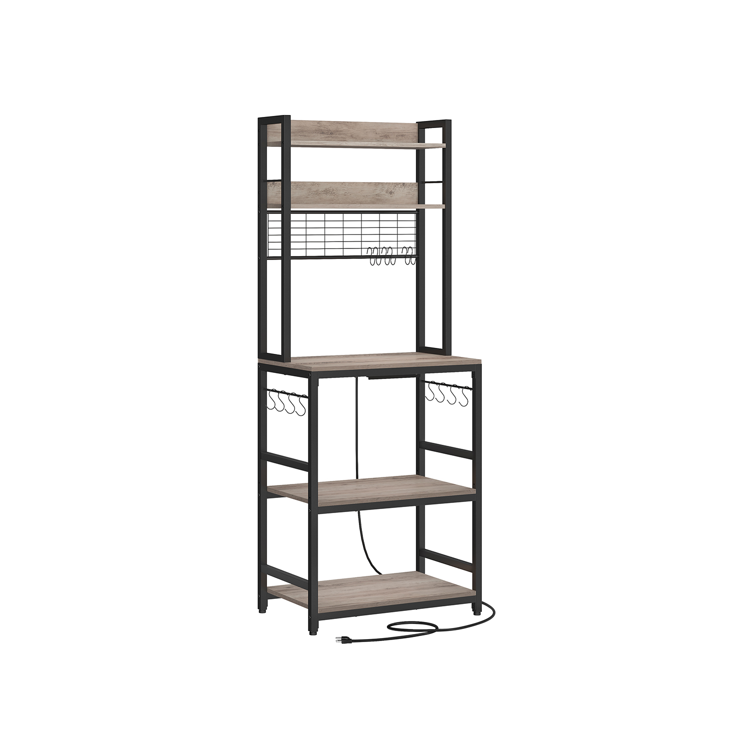 Laisvai pastatoma virtuvės lentyna su stalviršiu, pilka–juoda Laisvai pastatoma virtuvės lentyna su stalviršiu, pilka–juoda