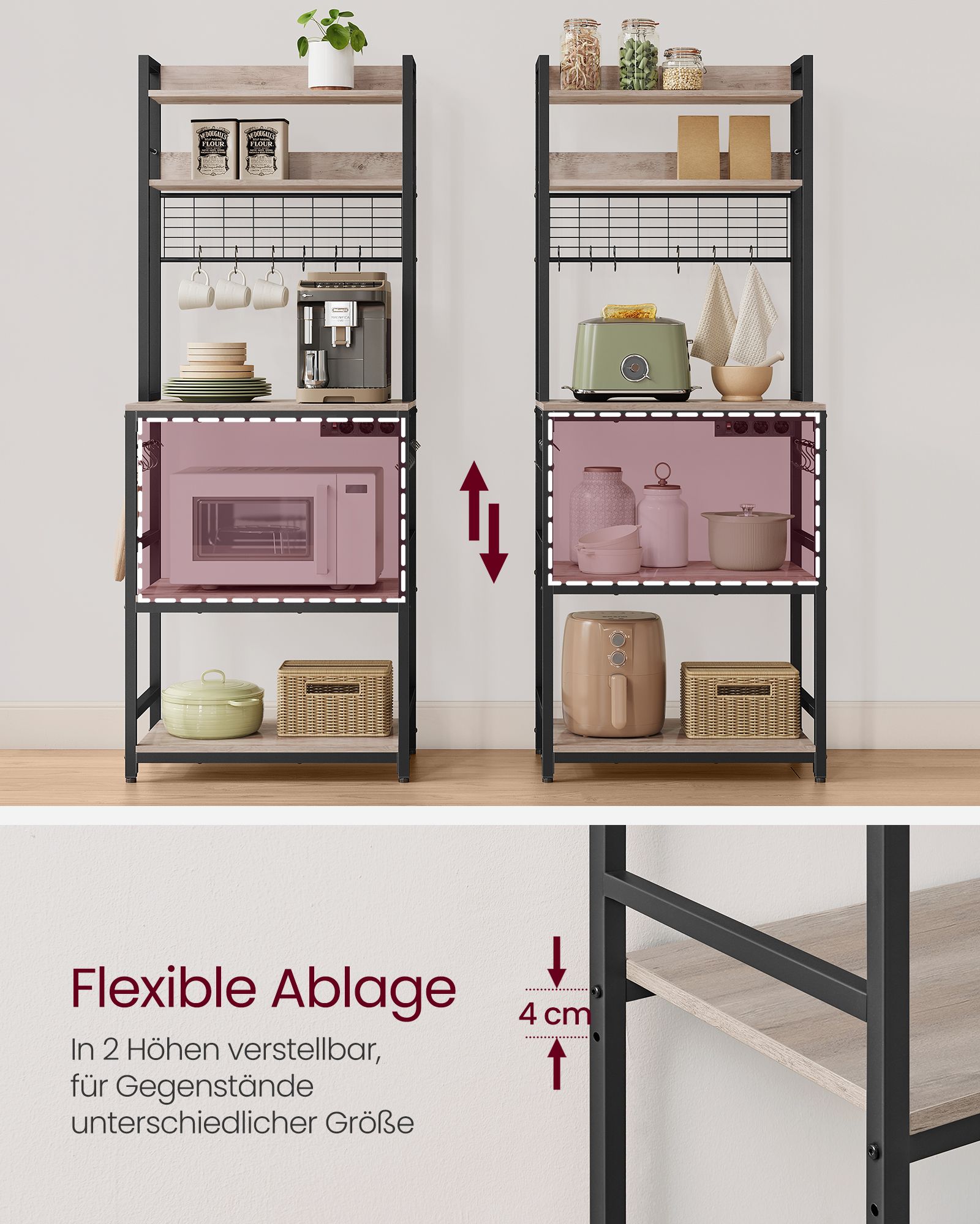 Laisvai pastatoma virtuvės lentyna su stalviršiu, pilka–juoda 6 Laisvai pastatoma virtuvės lentyna su stalviršiu, pilka–juoda 6