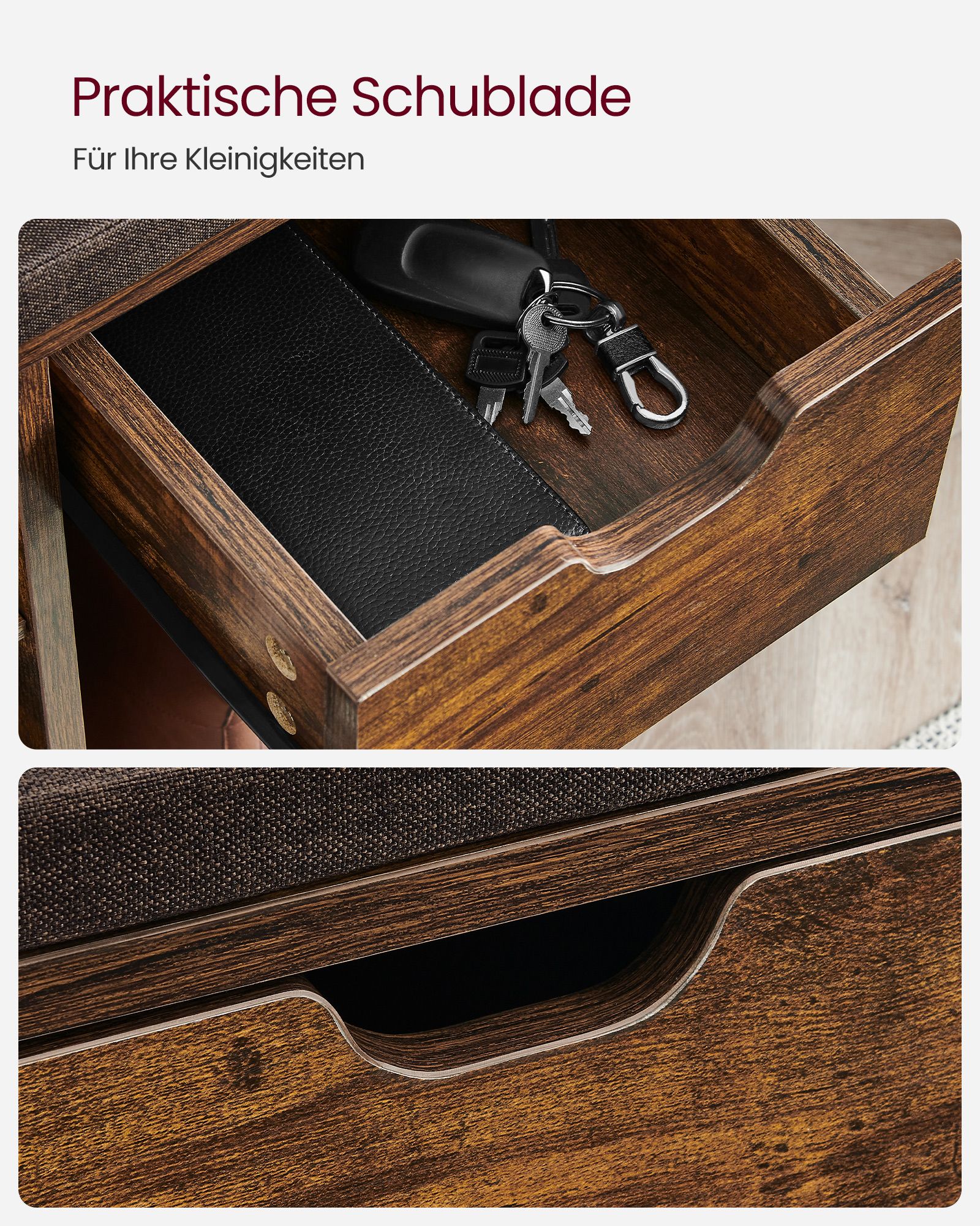 Batų suoliukas su stalčiumi rudos spalvos 104 cm Batų suoliukas su stalčiumi rudos spalvos 104 cm Akcija