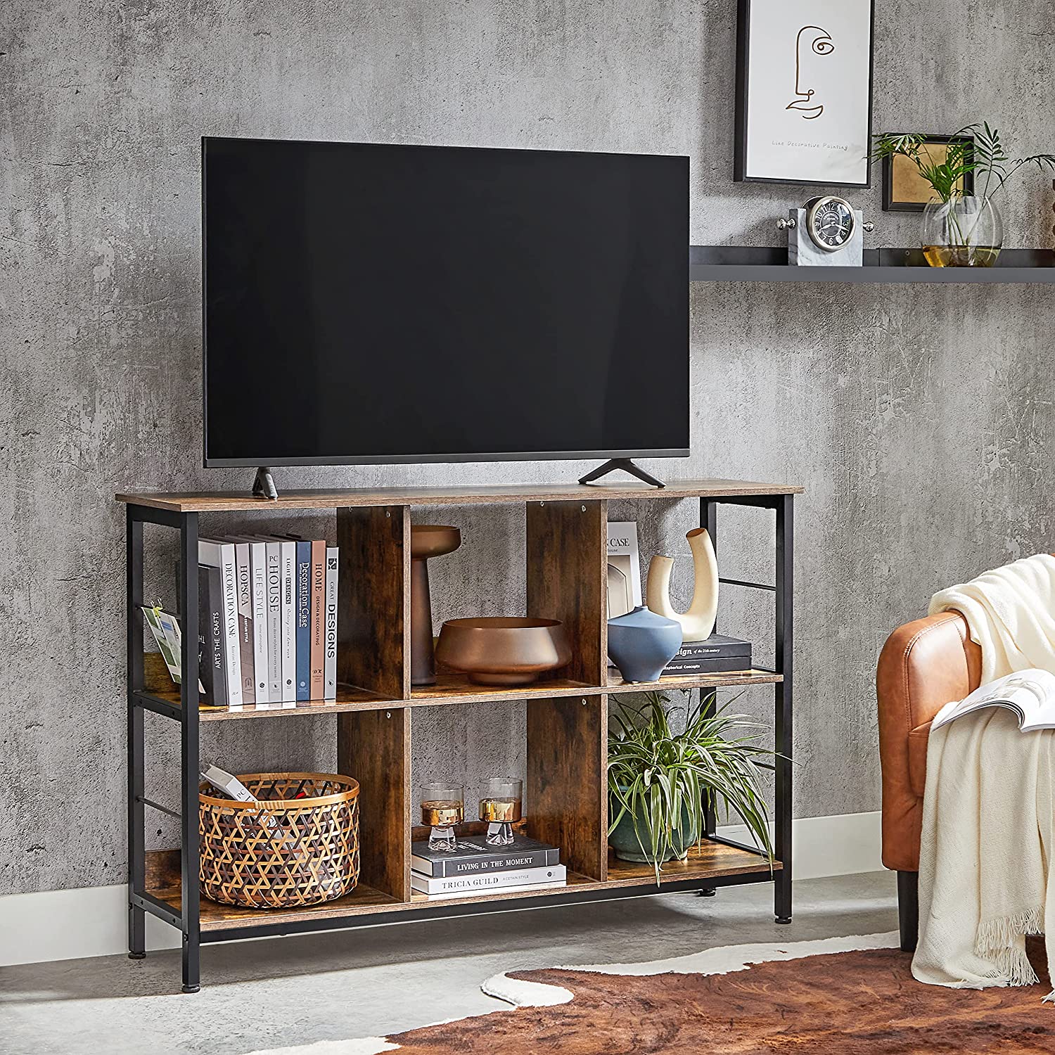 Spintelė-lentyna rudos ir juodos spalvos 120 cm Spintelė-lentyna rudos ir juodos spalvos 120 cm Akcija