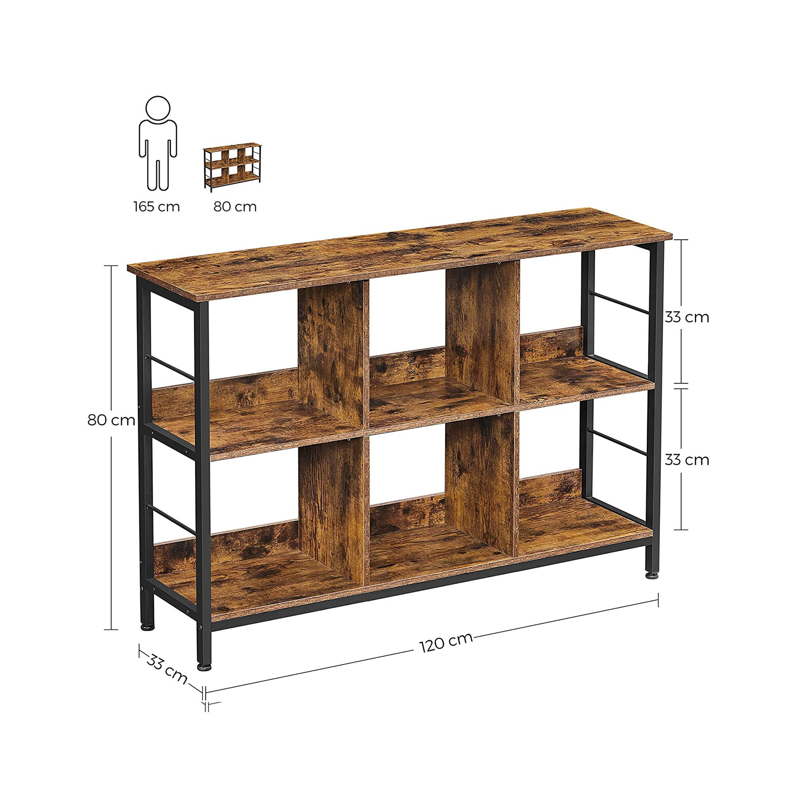 Spintelė-lentyna rudos ir juodos spalvos 120 cm Spintelė-lentyna rudos ir juodos spalvos 120 cm Akcija