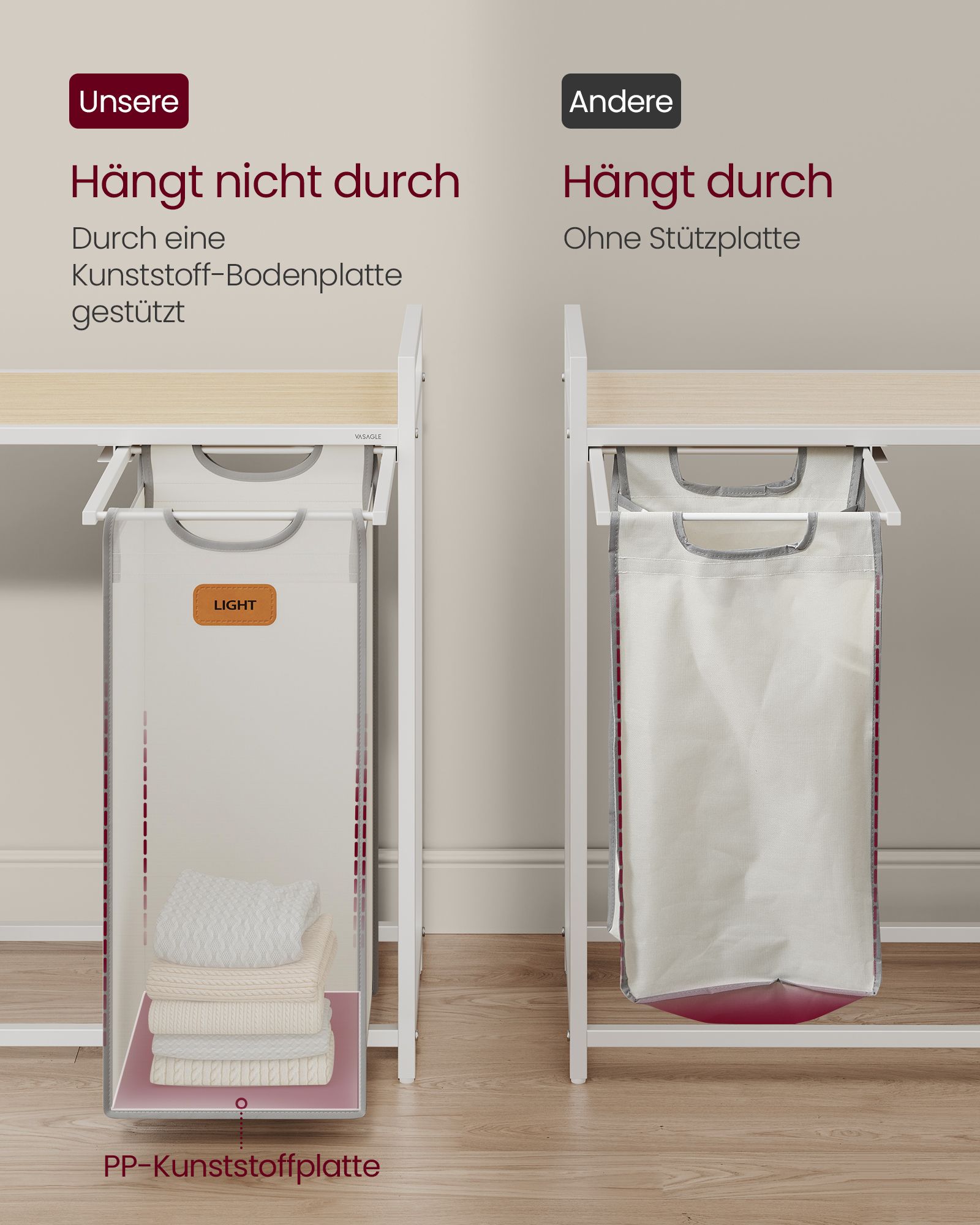 Vonios lentyna su ratukais ir 4 skalbinių krepšiais, kreminės–baltos–pilkos spalvos 5 Vonios lentyna su ratukais ir 4 skalbinių krepšiais, kreminės–baltos–pilkos spalvos 5