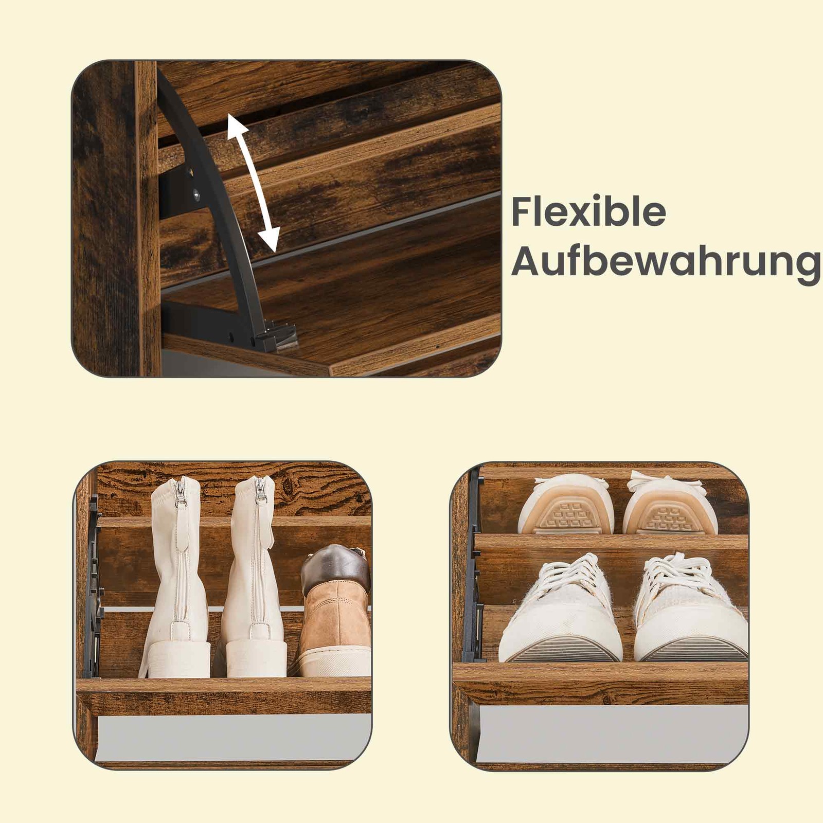 Batų spintelė su 3 atveriamomis durelėmis ir lentyna, ruda Batų spintelė su 3 atveriamomis durelėmis ir lentyna, ruda Akcija