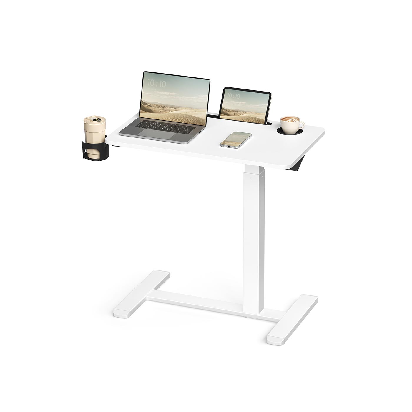 Pakeliamas kompaktiškas rašomasis stalas 70 x 40 cm, baltos spalvos Pakeliamas kompaktiškas rašomasis stalas 70 x 40 cm, baltos spalvos