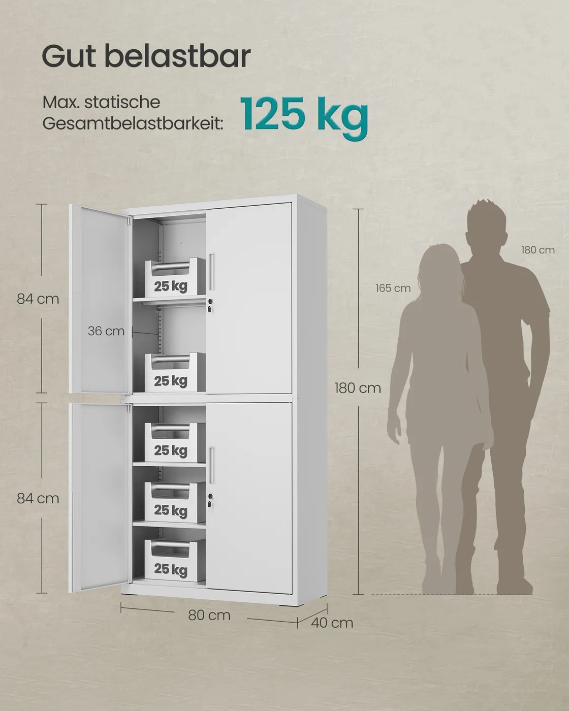Metalinė dokumentų spinta su 4 durelėmis ir lentynomis balta 180 cm Metalinė dokumentų spinta su 4 durelėmis ir lentynomis balta 180 cm Akcija