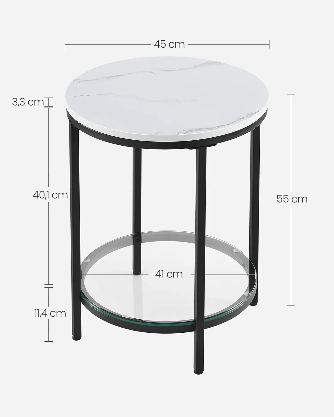Staliukas apvalus su 2 lentynomis 45cm diametro baltas stalviršis Staliukas apvalus su 2 lentynomis 45cm diametro baltas stalviršis Akcija