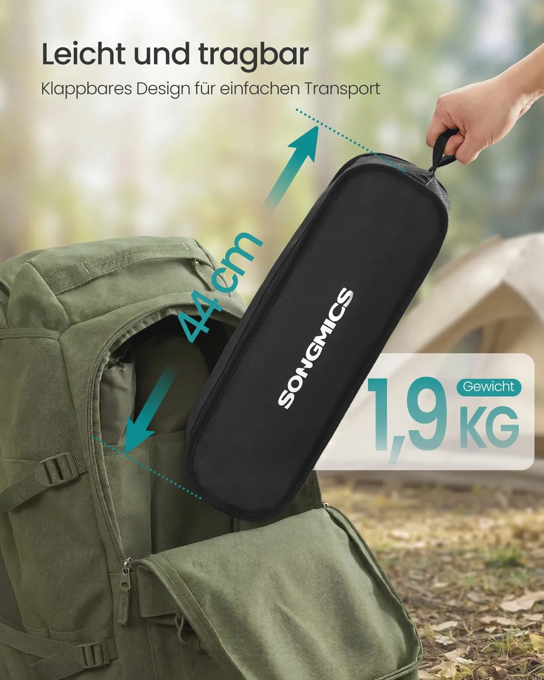 Sulankstoma turistinė kėdė su galvos atrama iki 150 kg juoda Sulankstoma turistinė kėdė su galvos atrama iki 150 kg juoda Akcija